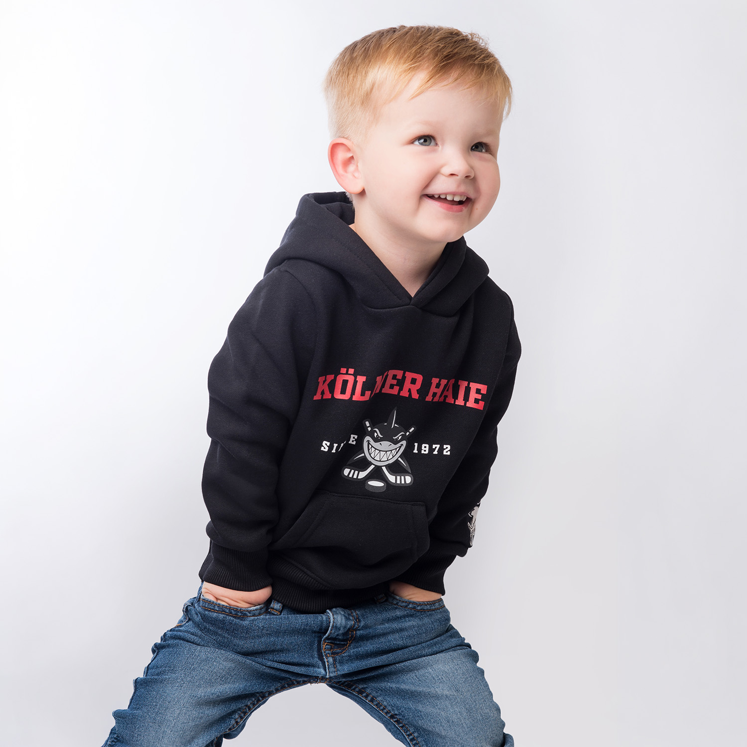 Hoodie, Kids, Schwarz, Grafik, Jeans
