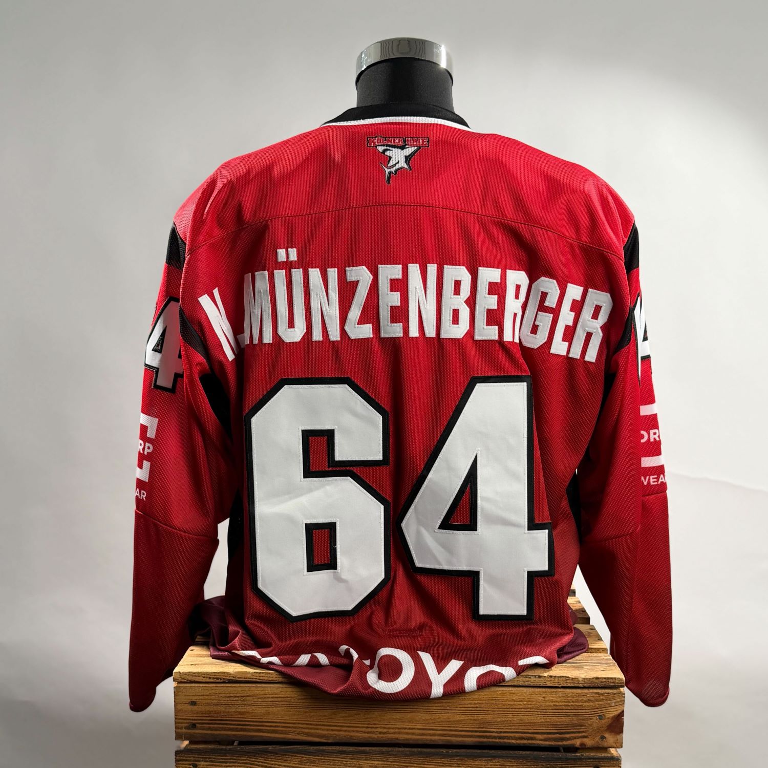 Hockey-Trikot, Rotes Trikot, Nummer 64, Rückenansicht, Langärmlig