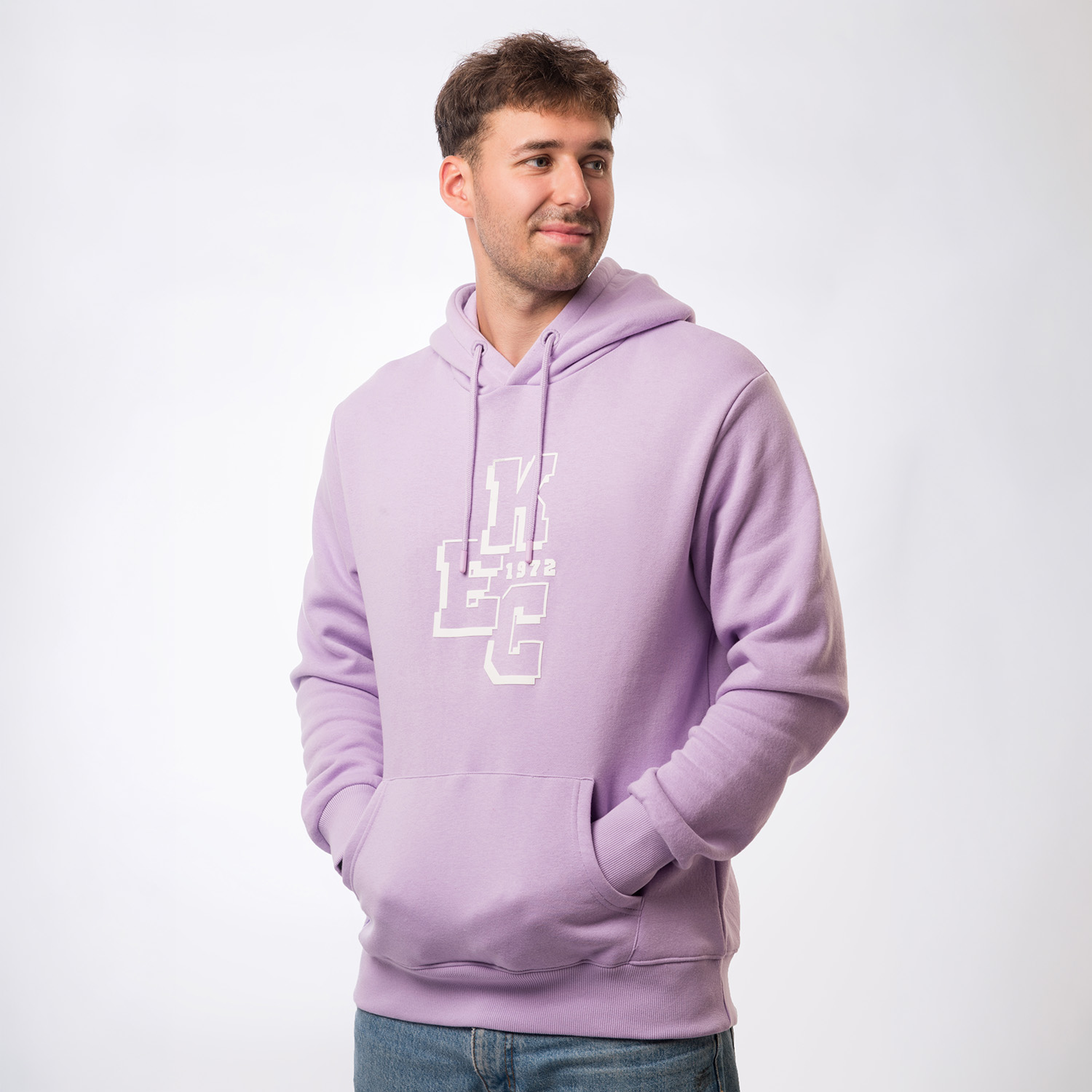 Hoodie, Pullover, Flieder, Kängurutasche, Logo Aufdruck