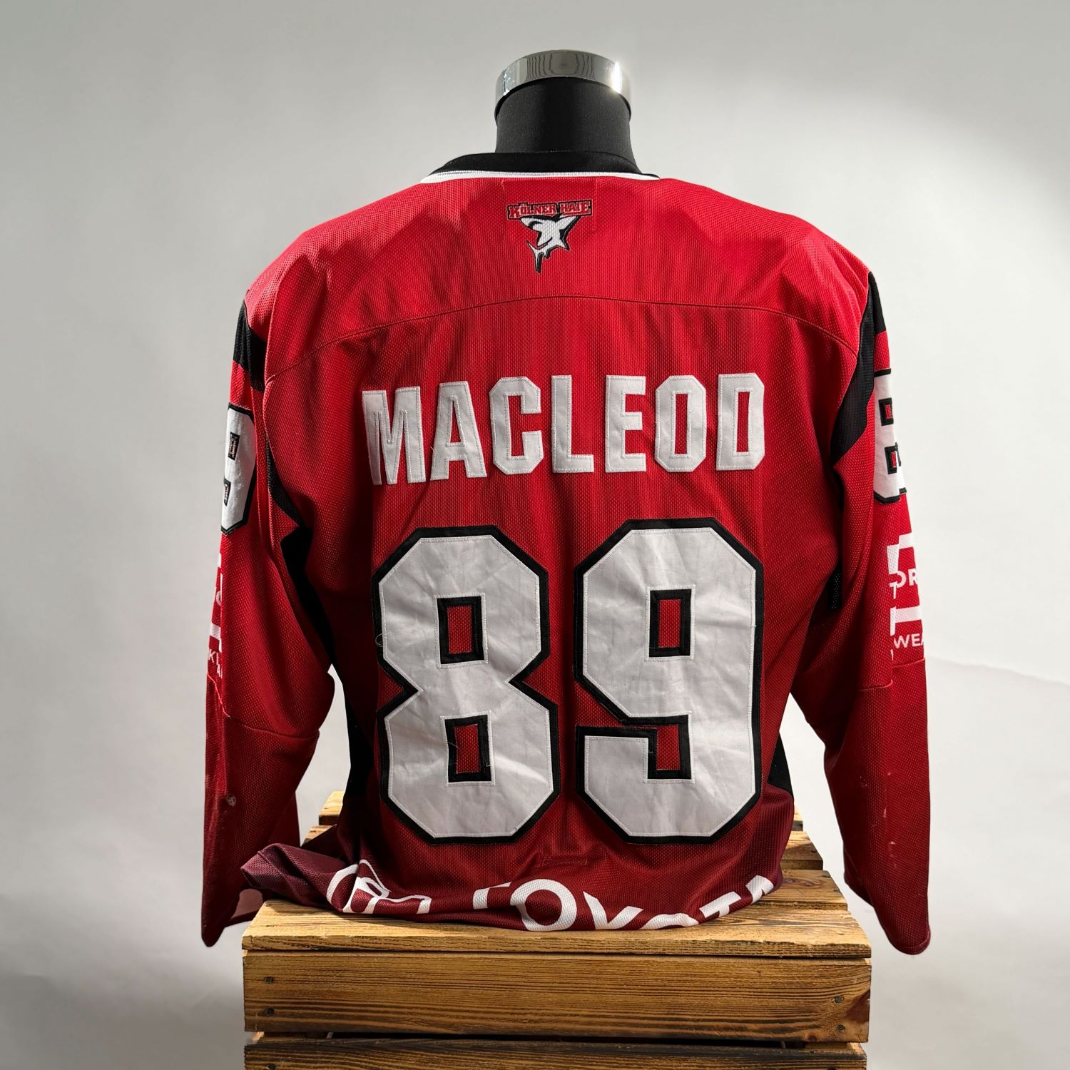 Hockeyjerse, Rot, Zahl 89, Name MACLEOD, Mesh-Textil