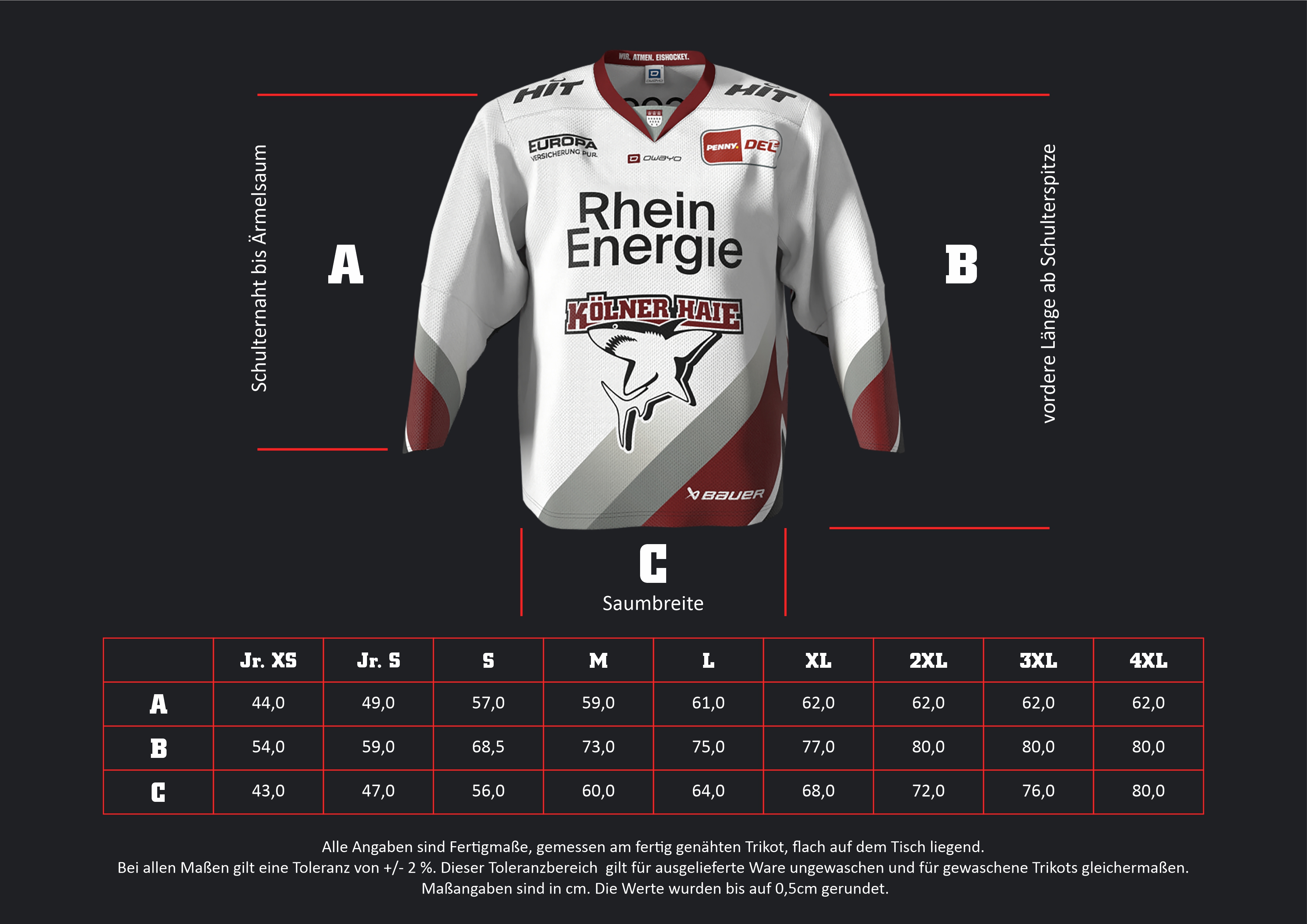 Eishockey-Jersey, Trikot, Kölner Haie, Rhein Energie, Langarm