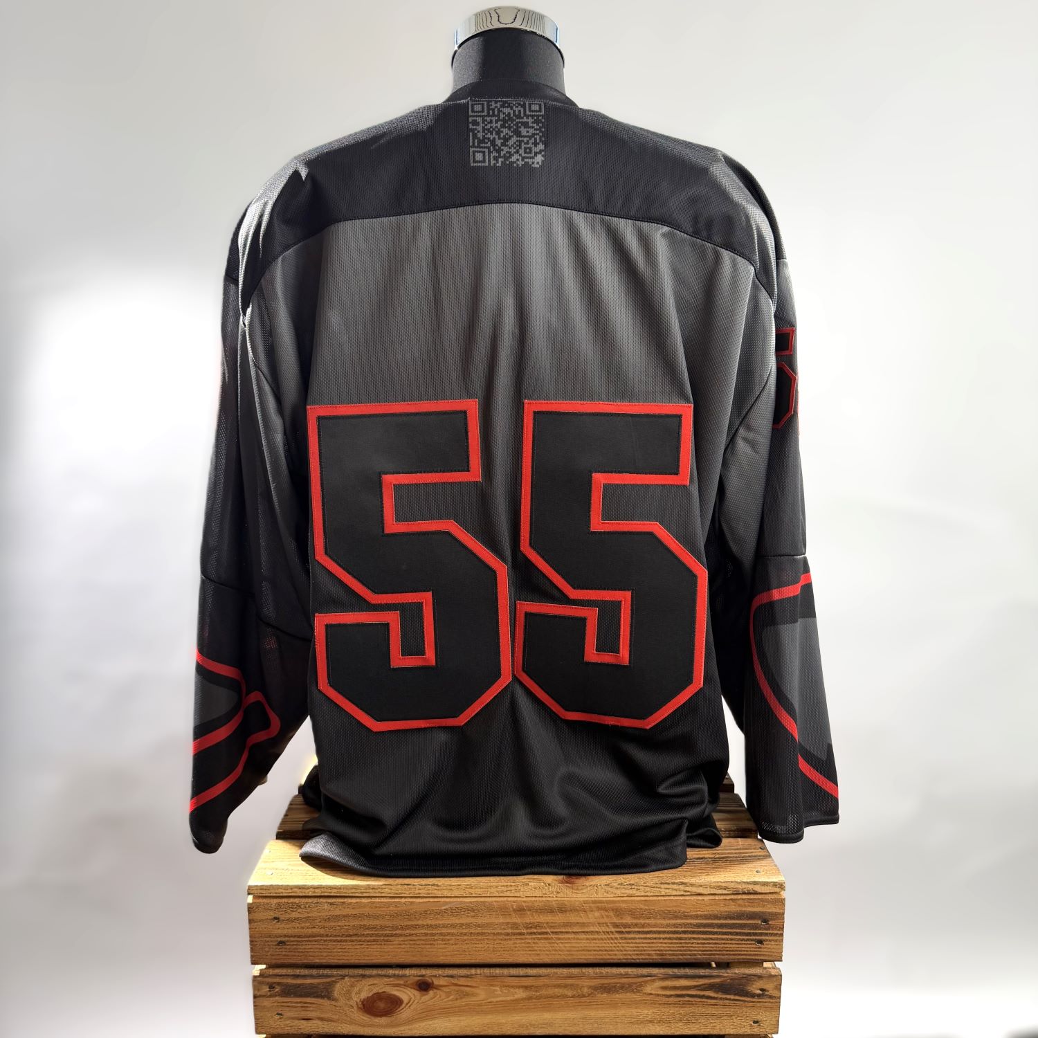 Jersey, Sportswear, Rückennummer, Mesh, Schwarz-rot