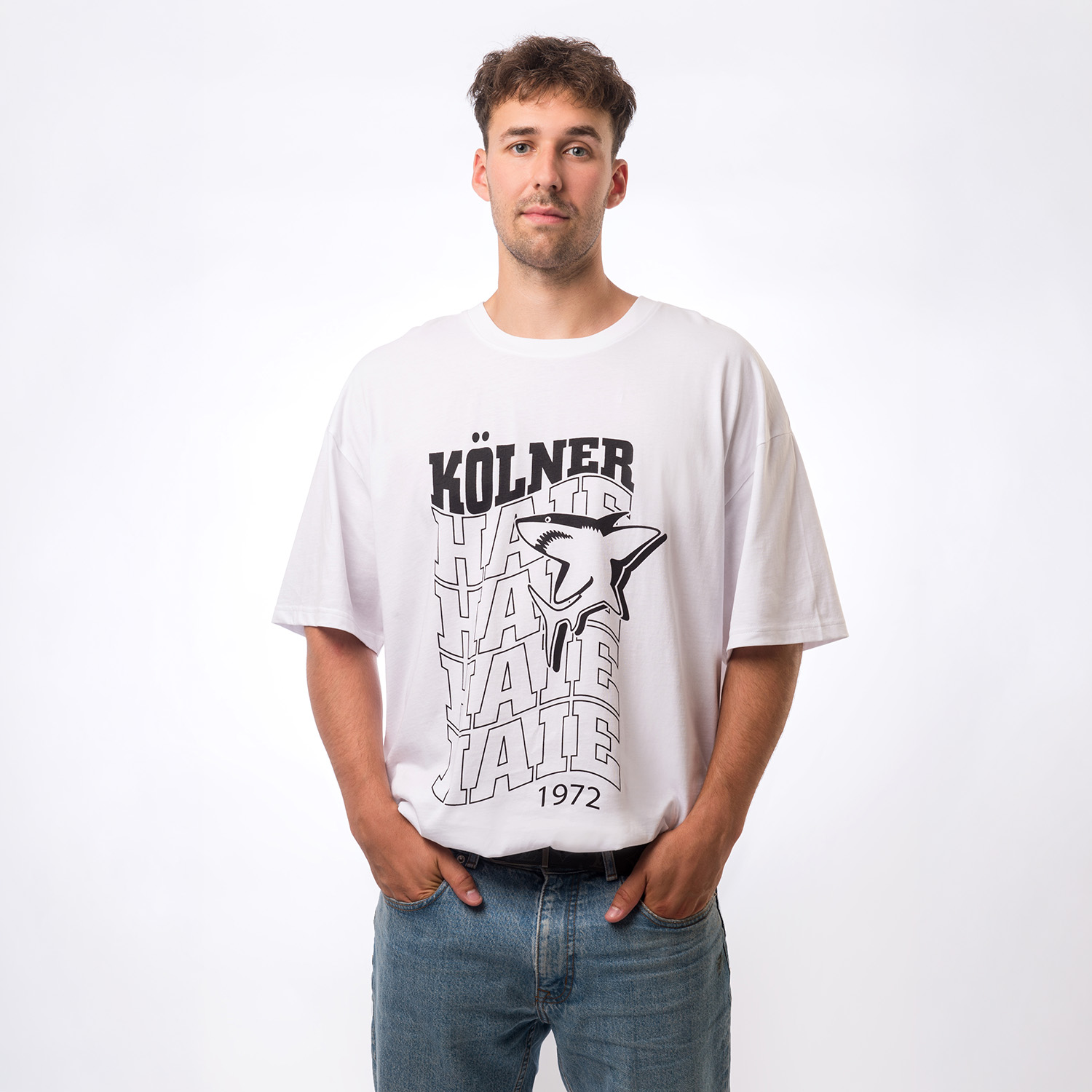 T-Shirt, Weiß, Grafik, Oversized, Kurzarm