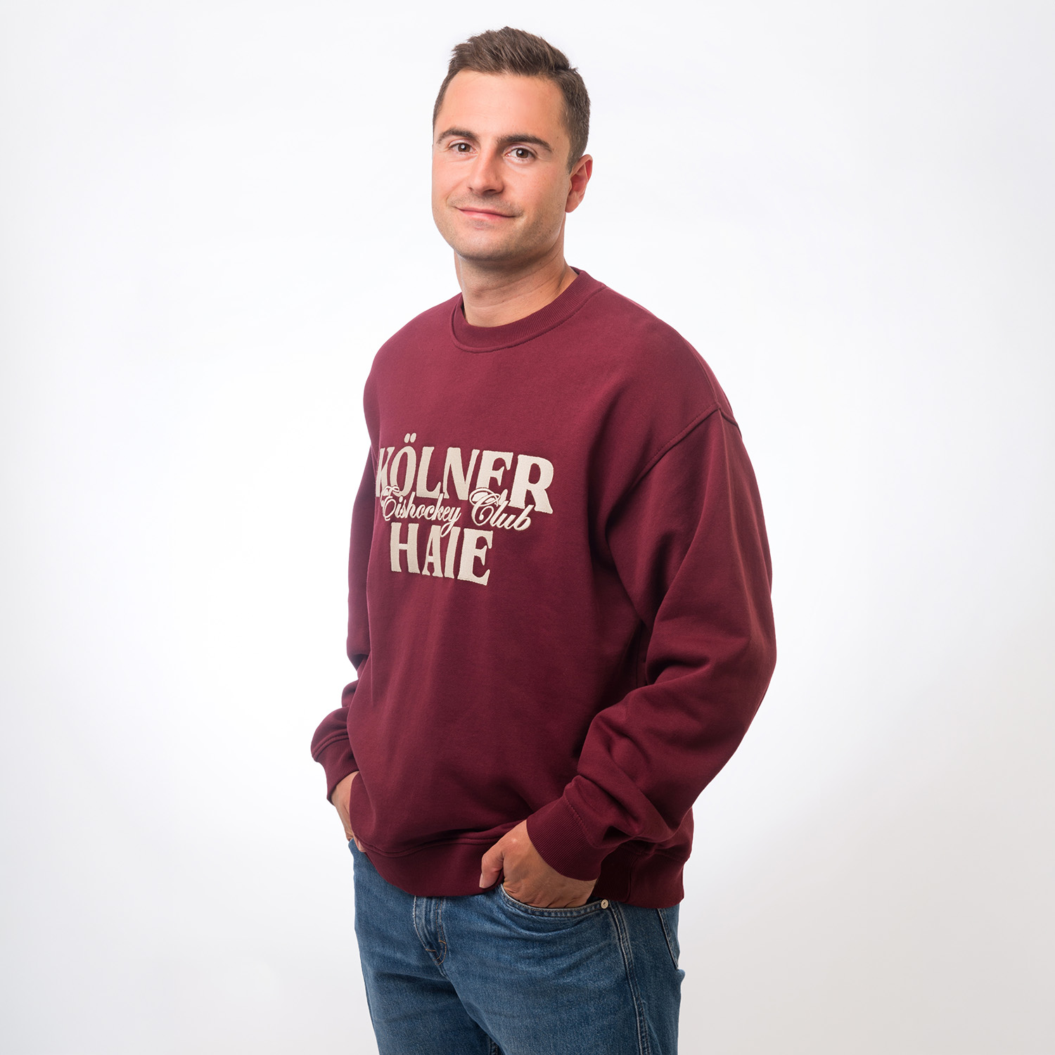 sweatshirt, burgundy, Kragenloser?, Lange Ärmel, bedruckt
