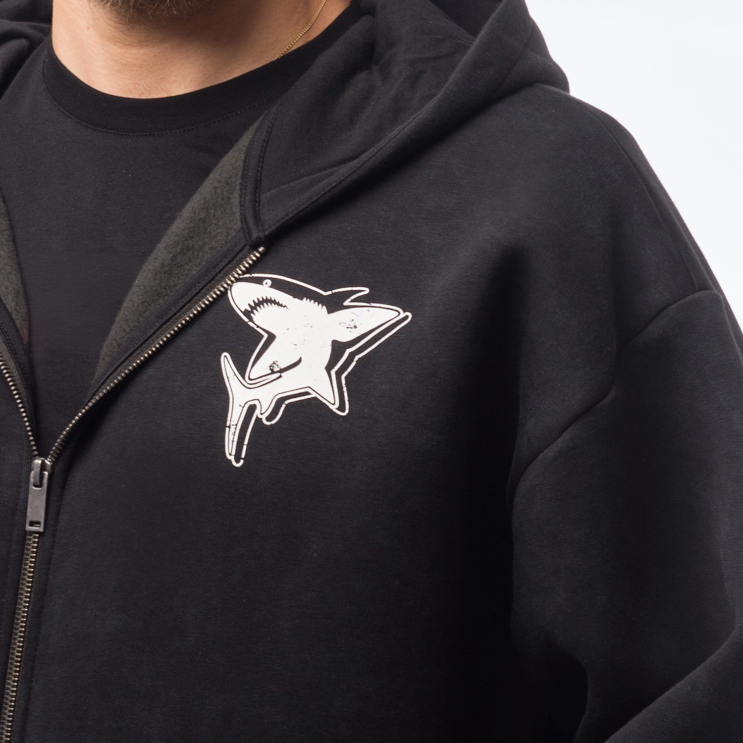 Hoodie, Kapuzenjacke, Druck, Drachen-Logo, Schwarz