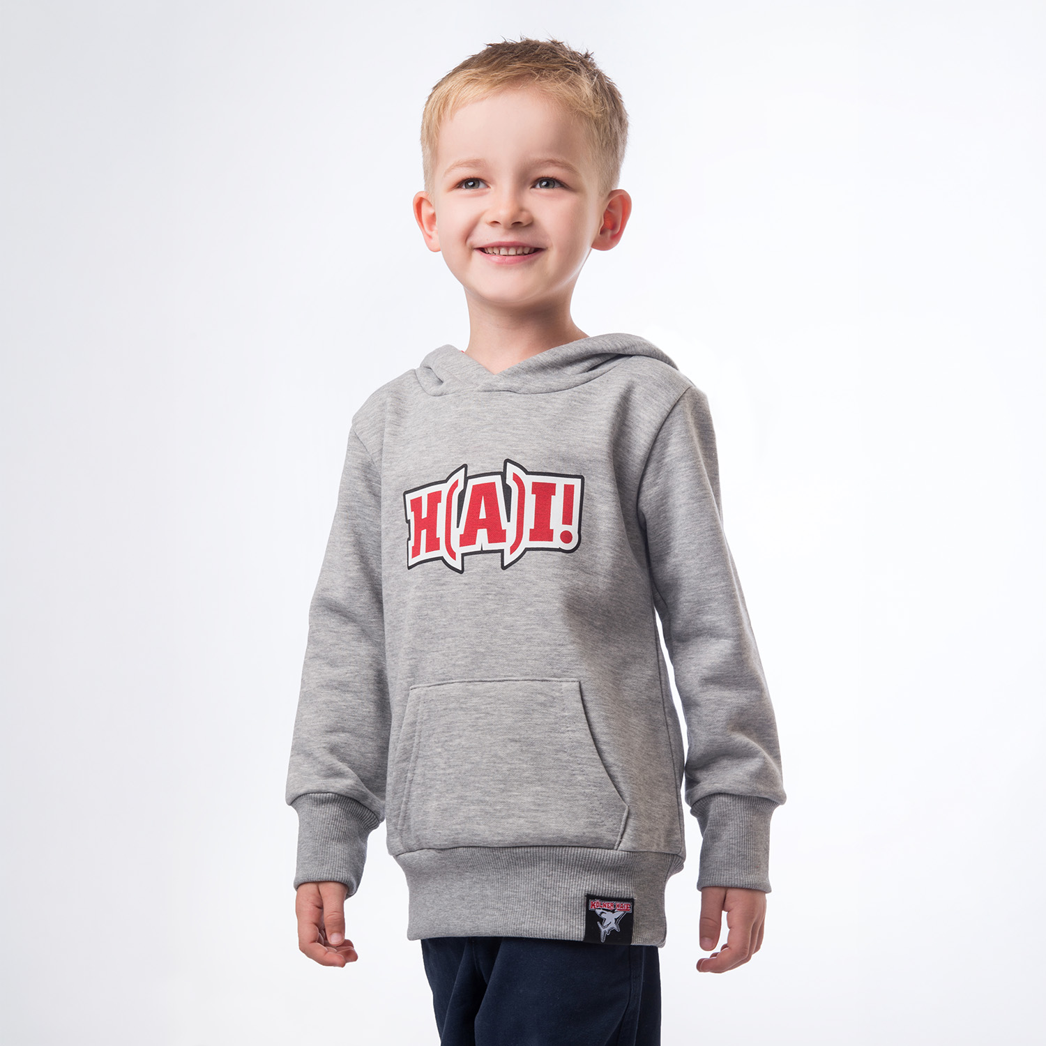 hoodie, grau, kind, grafik, täsche