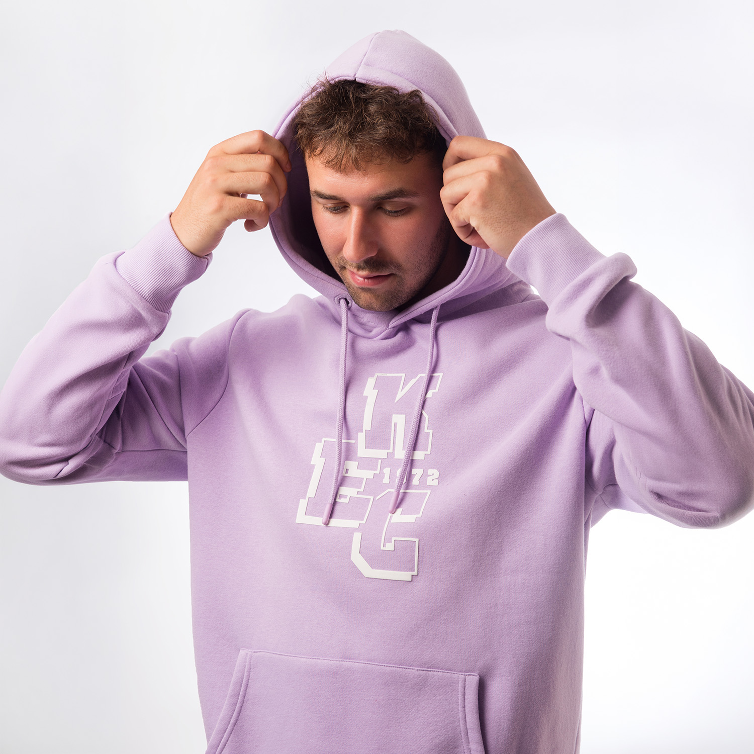 Hoodie, Pullover, Lila, Kapuze, Print-Logo