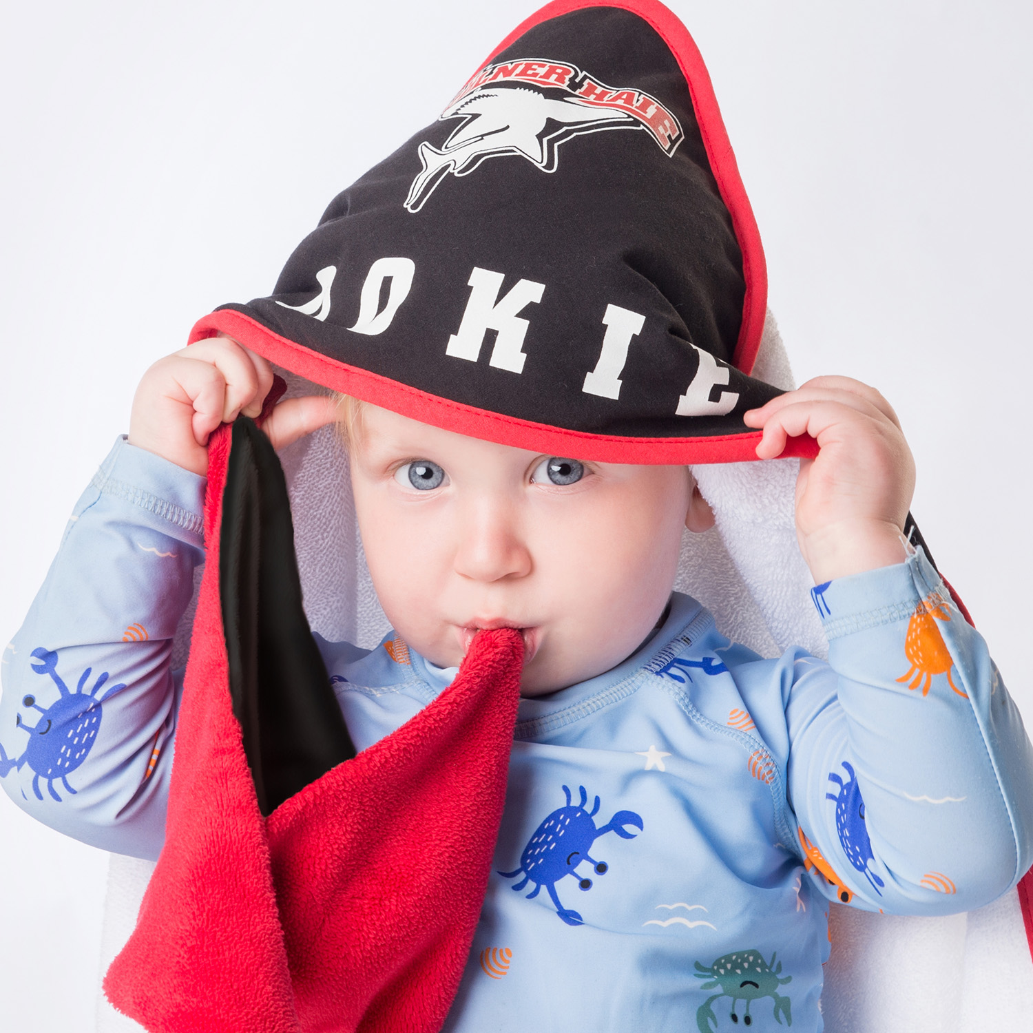 Baby, Hut, Schwimmoutfit, Krabbenmuster, Baumwolle