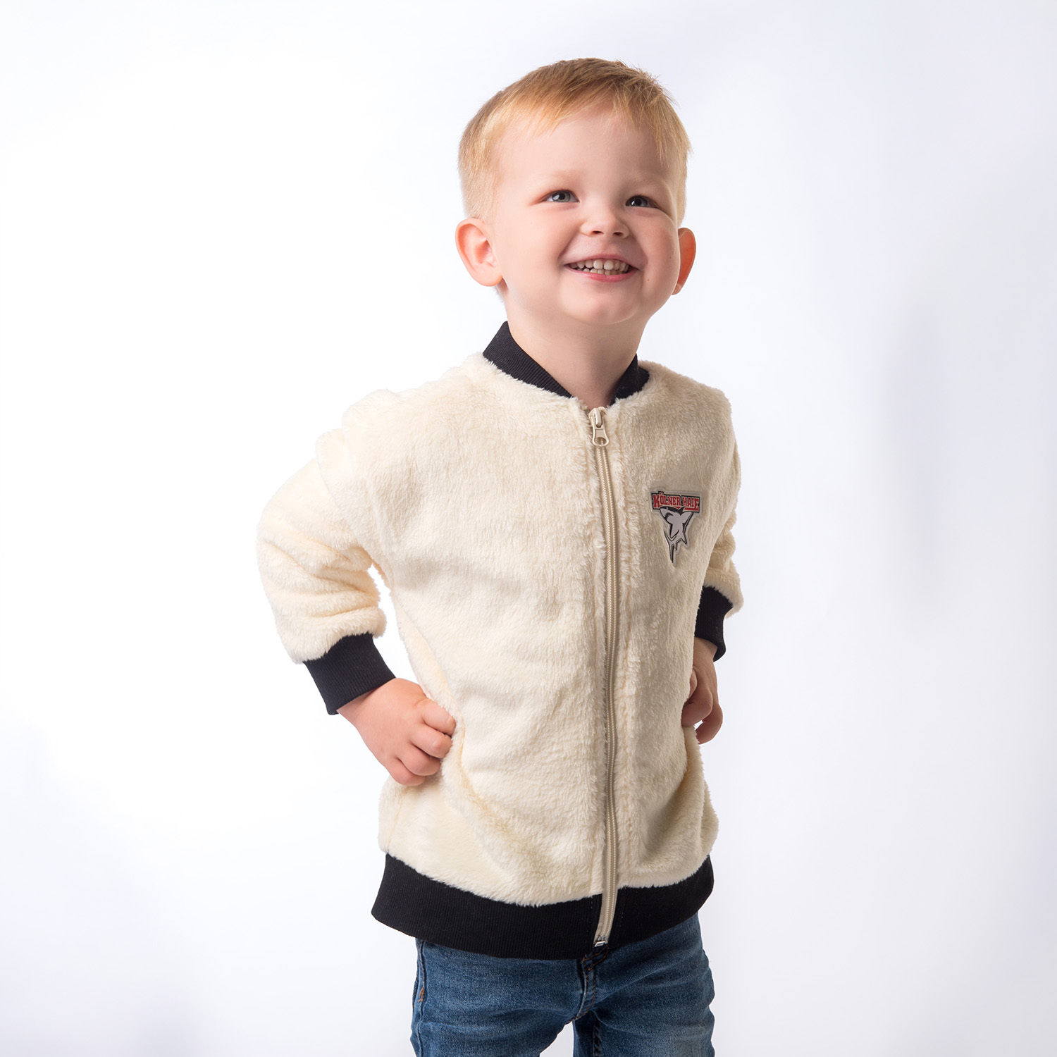 Kinderjacke, Bomberstoff?, Reißverschluss, Naturweiß, Kleidung