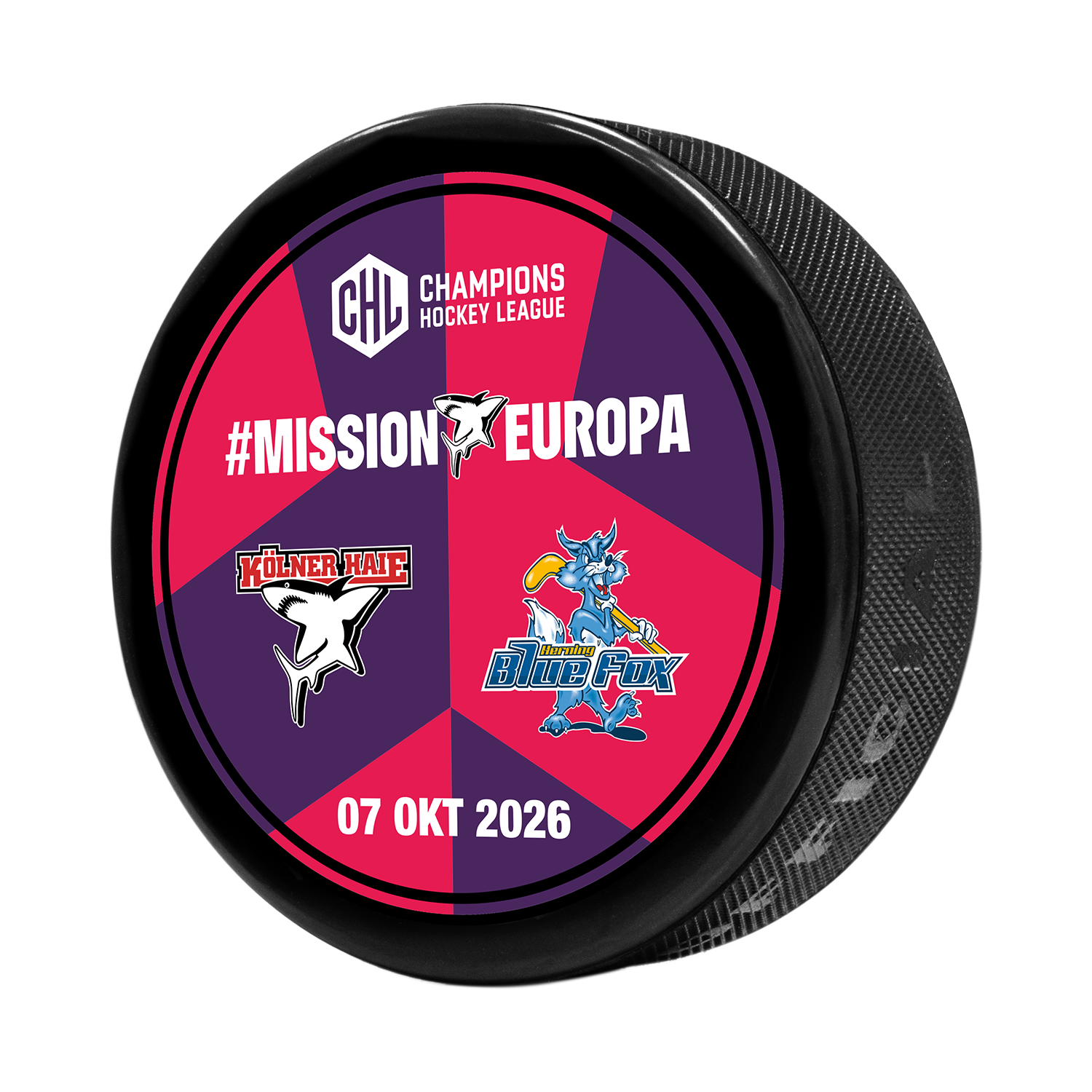Eishockey-Puck, Promo-Puck, Mission Europa, 07 Okt 2026, Blue Fox