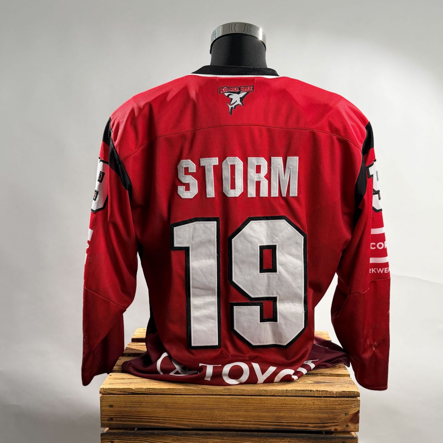 jersey, sports jersey, red jersey, long sleeve, number 19