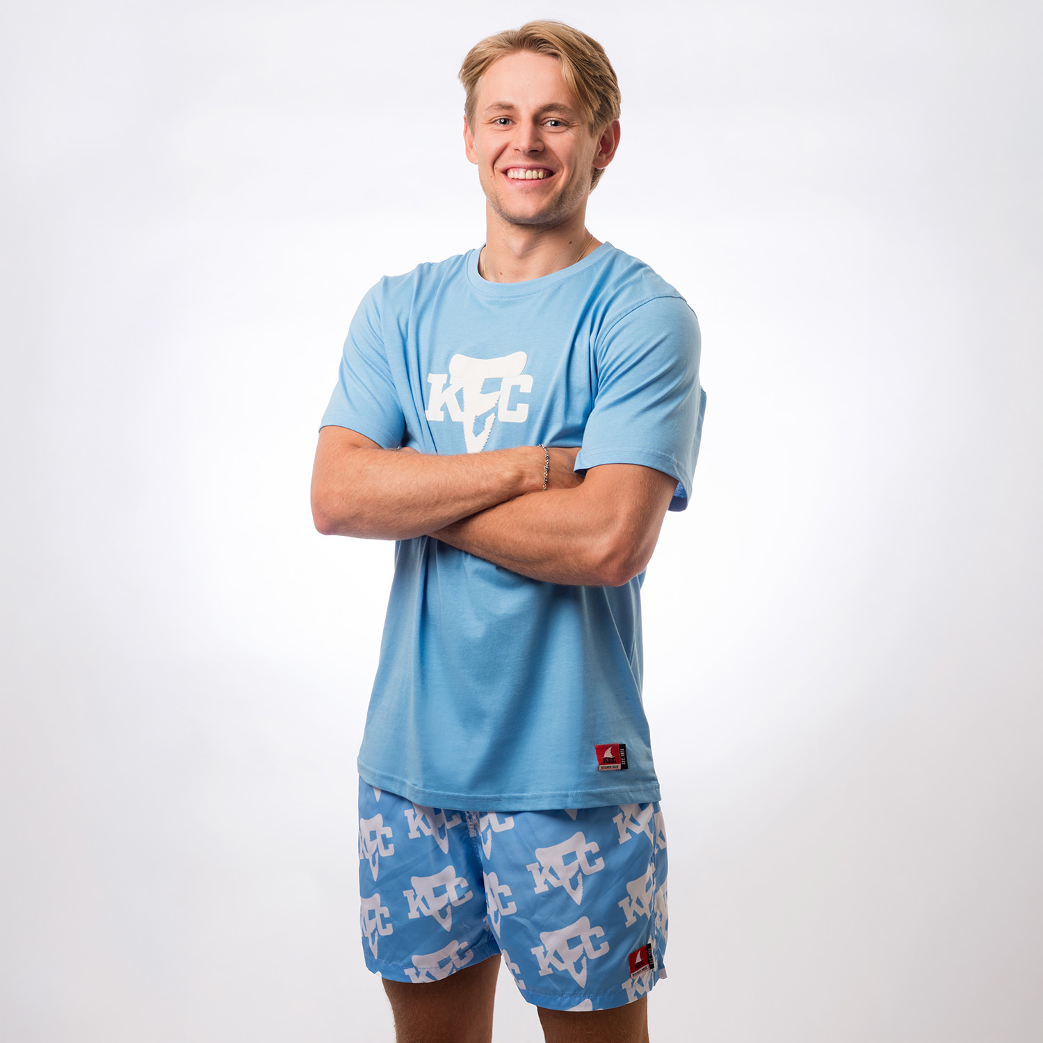 T-Shirt, Hellblau, Shorts, Polyester, Logoaufdruck