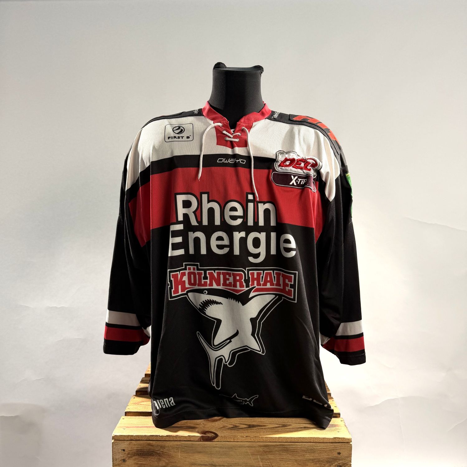Hockey-Trikot, Rot-Schwarz-Weiß, Team-Logo-Trikot, Polyester-Trikot, Kolner Haie