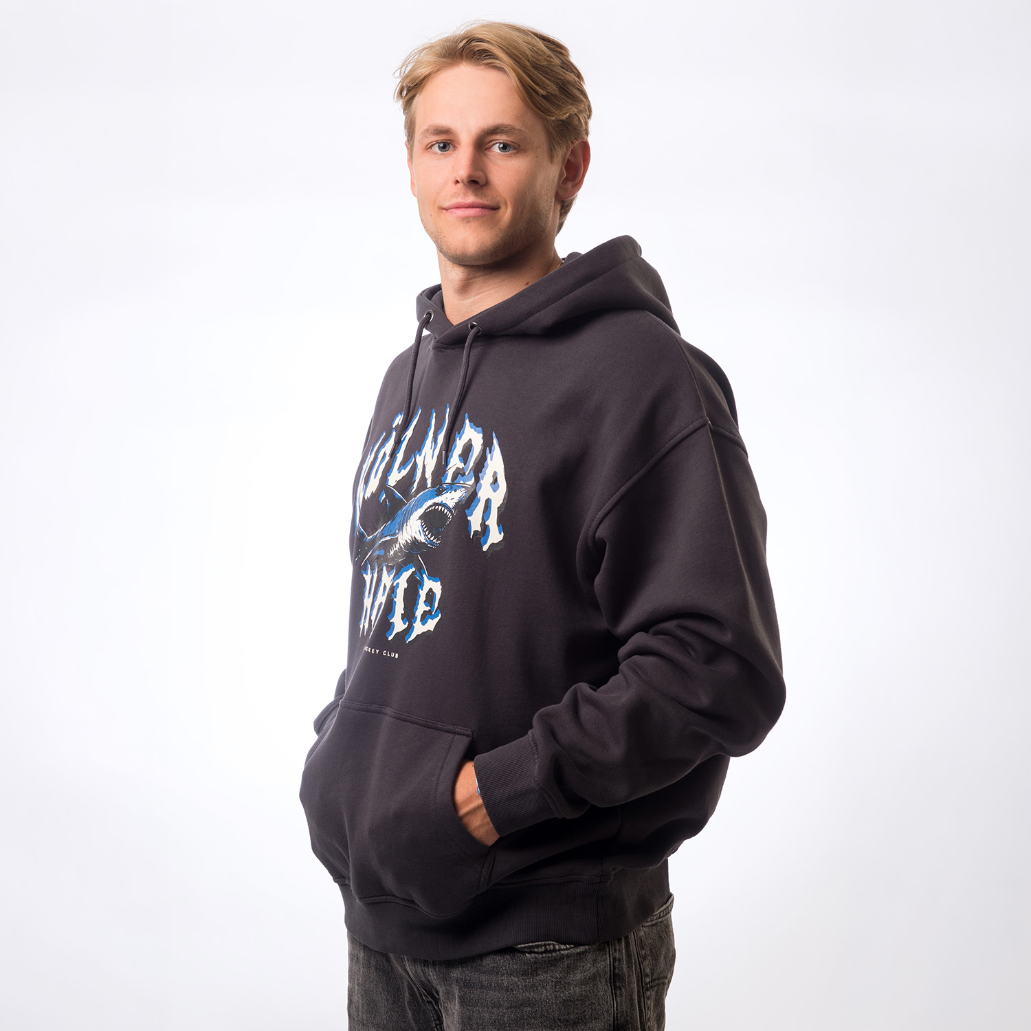 Hoodie, Pullover, Kapuze, Sweatshirt, Dunkelgrau
