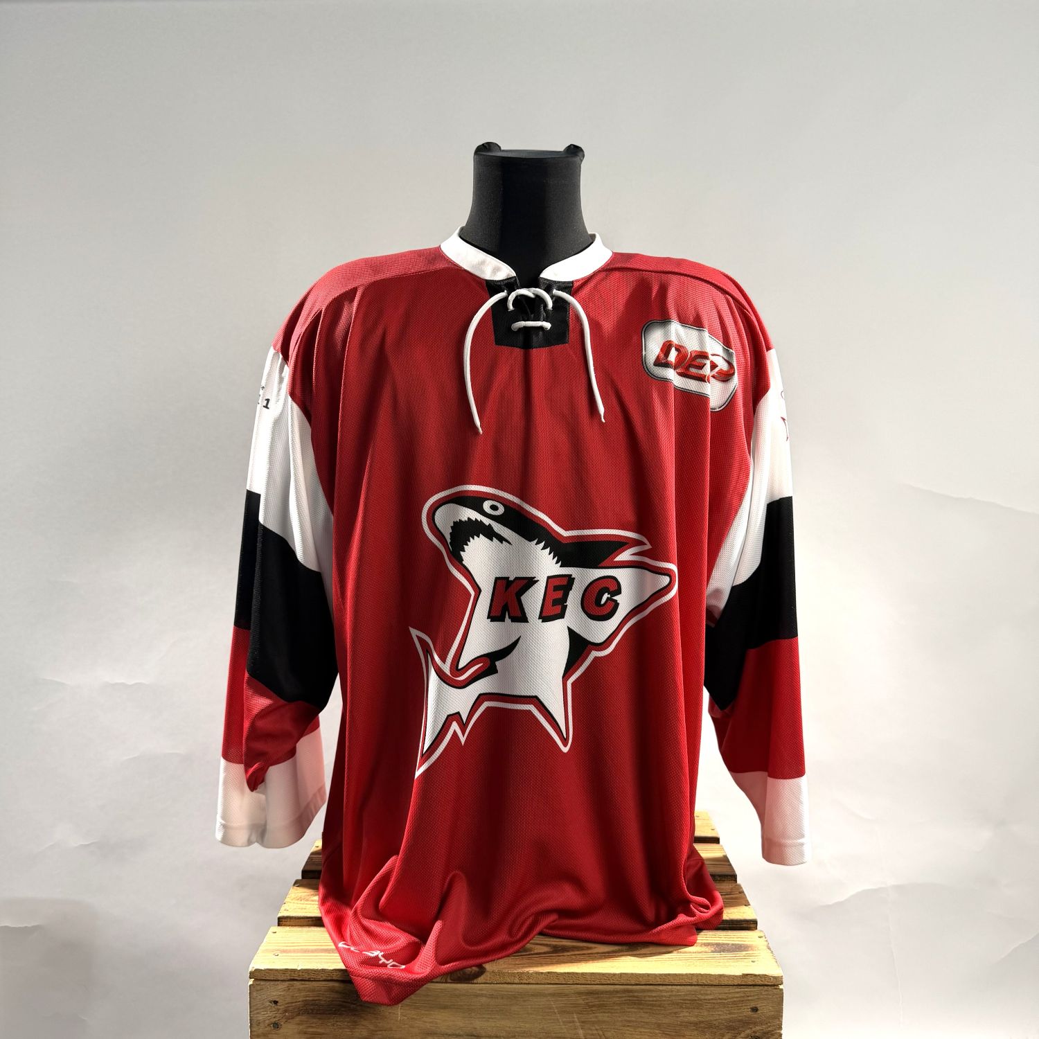 Hockey Jersey, Rote Jersey, Langarmshirt, Grafiklogo, Schnürung am Halsband