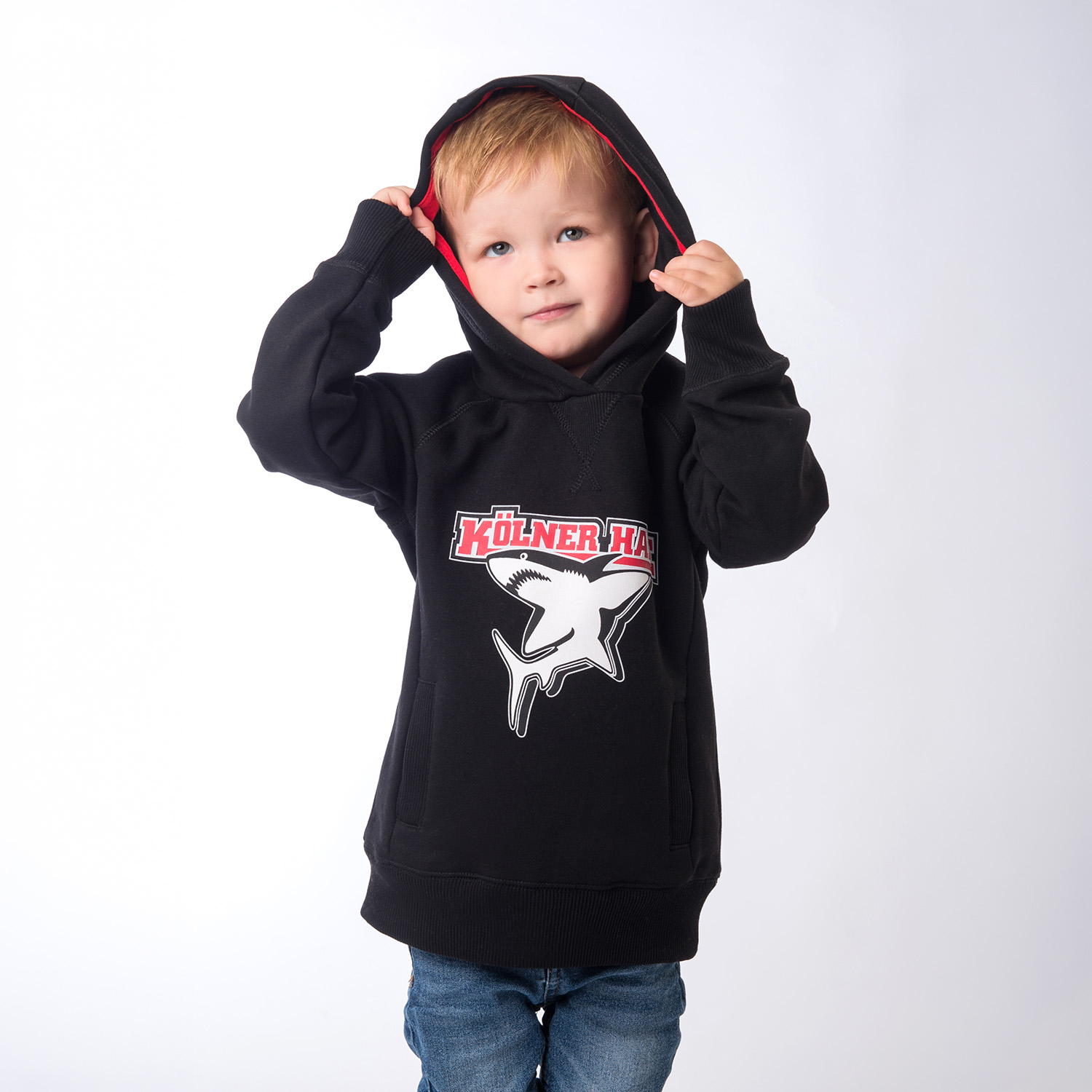 Hoodie, Kind, Schwarz, Logo, Grafik