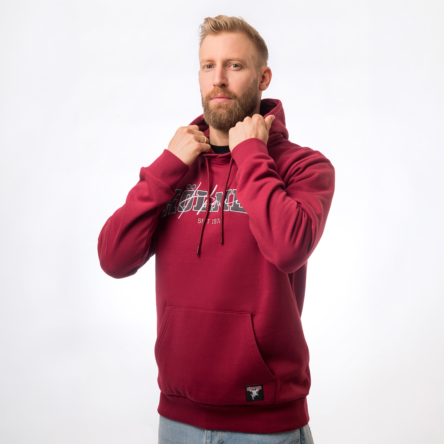 Hoodie, Maroon, Kängurutasche, Kordelzug, Langarm