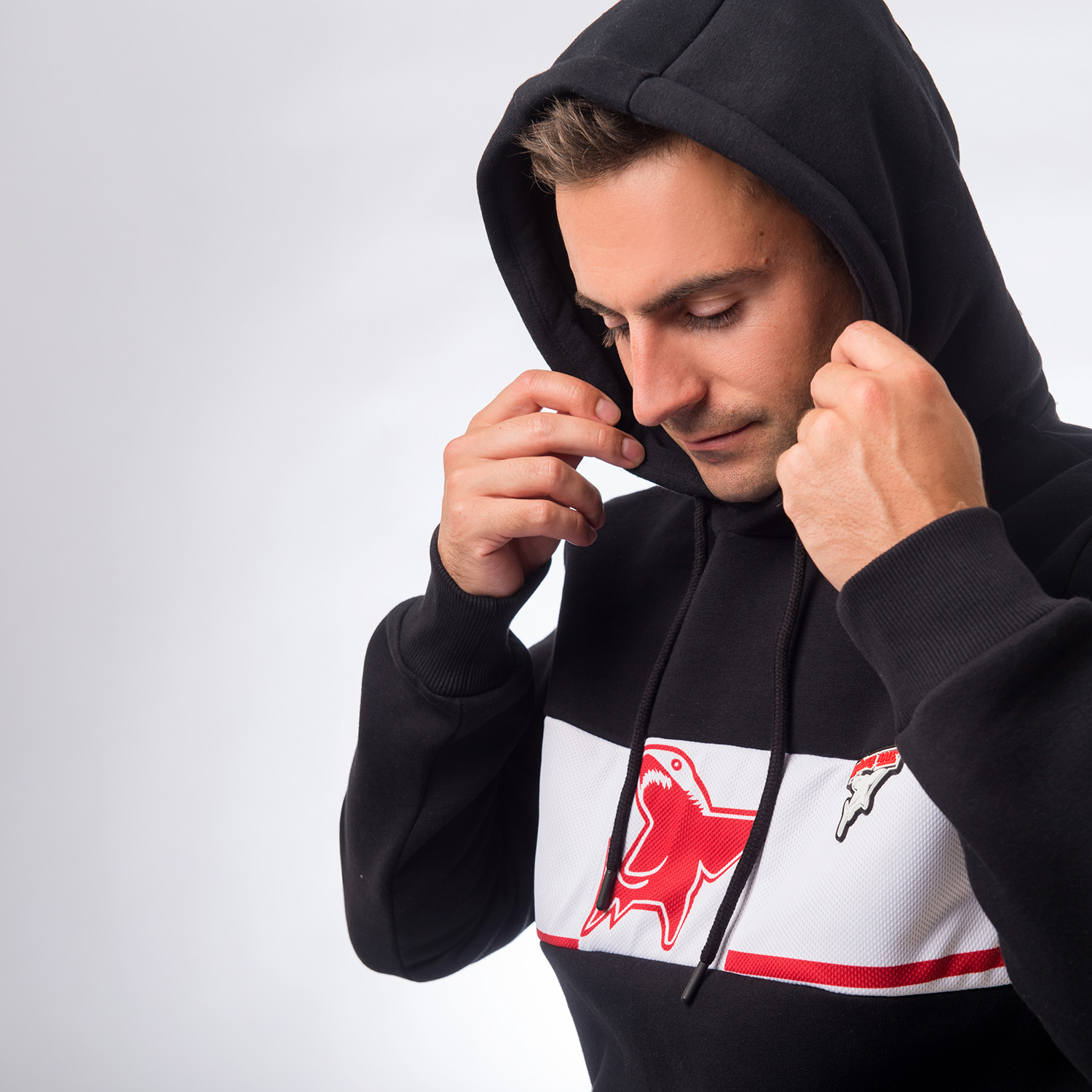 Hoodie, Hoodie mit Logo, Schwarzer Hoodie, Kapuzenpullover mit Kordel, Langarm-Hoodie