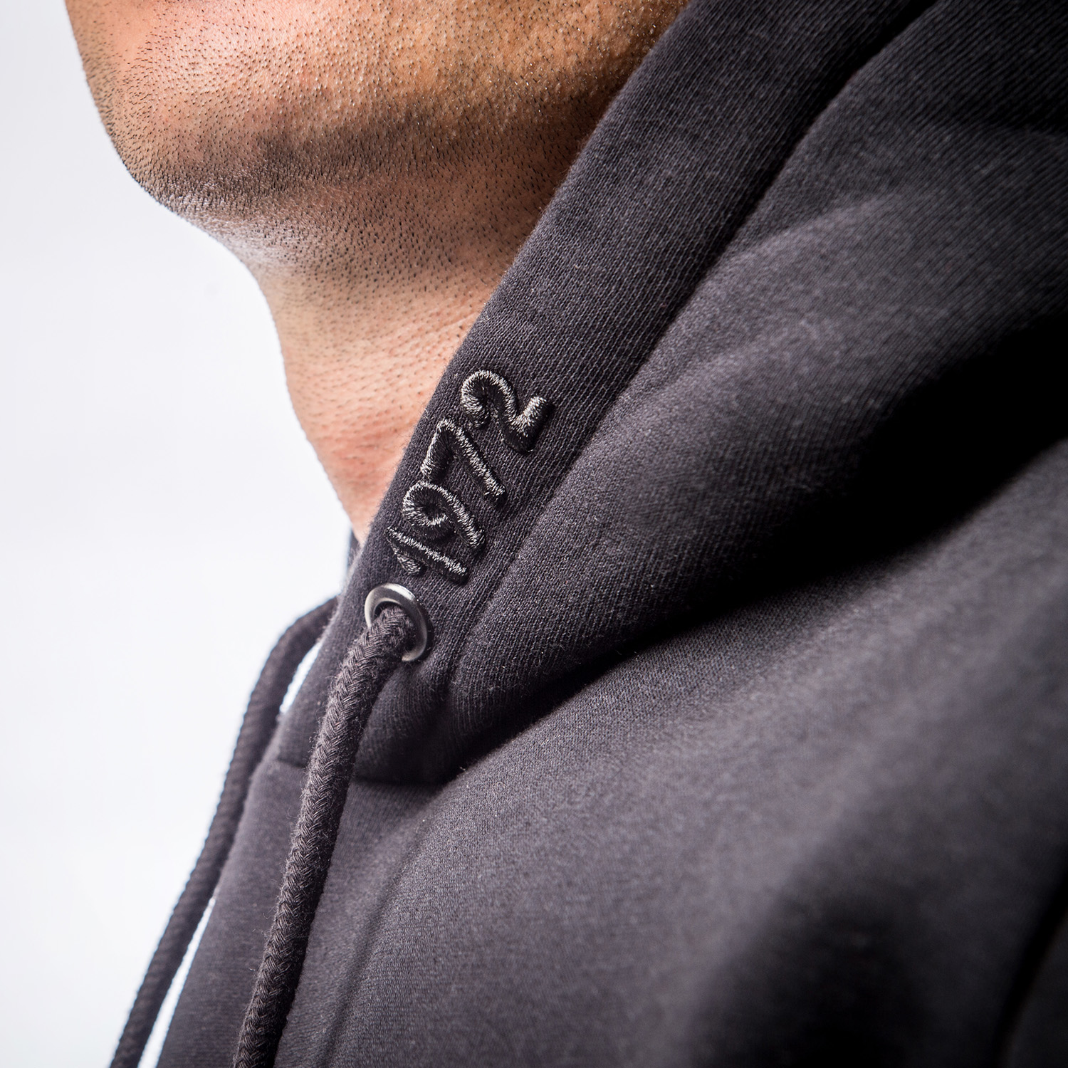 hoodie, hooded sweatshirt, drawstring, black, knitted fabric