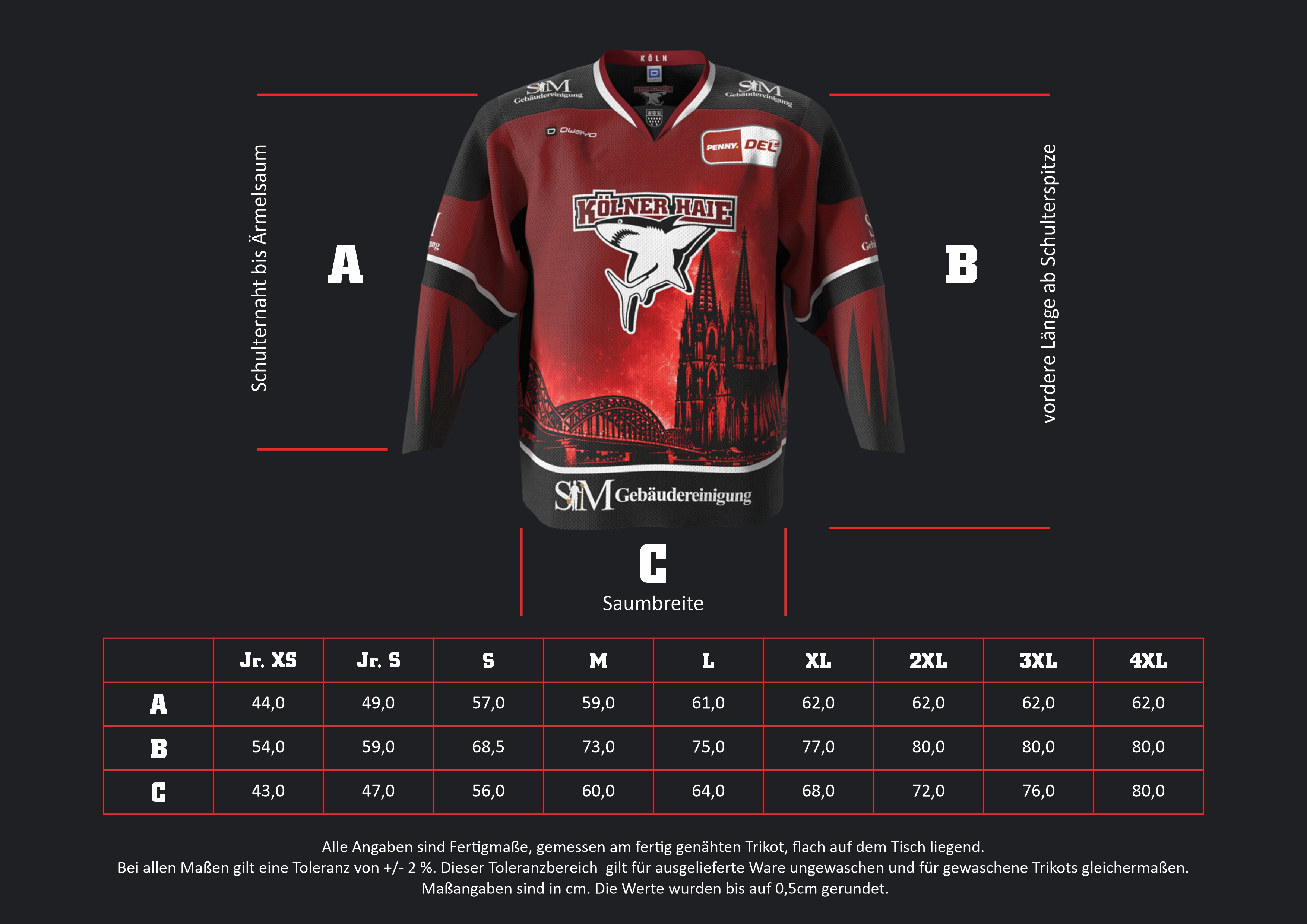 Eishockey-Trikot, Jersey, Rotes Trikot, Sublimation-Design, Kölner Haie