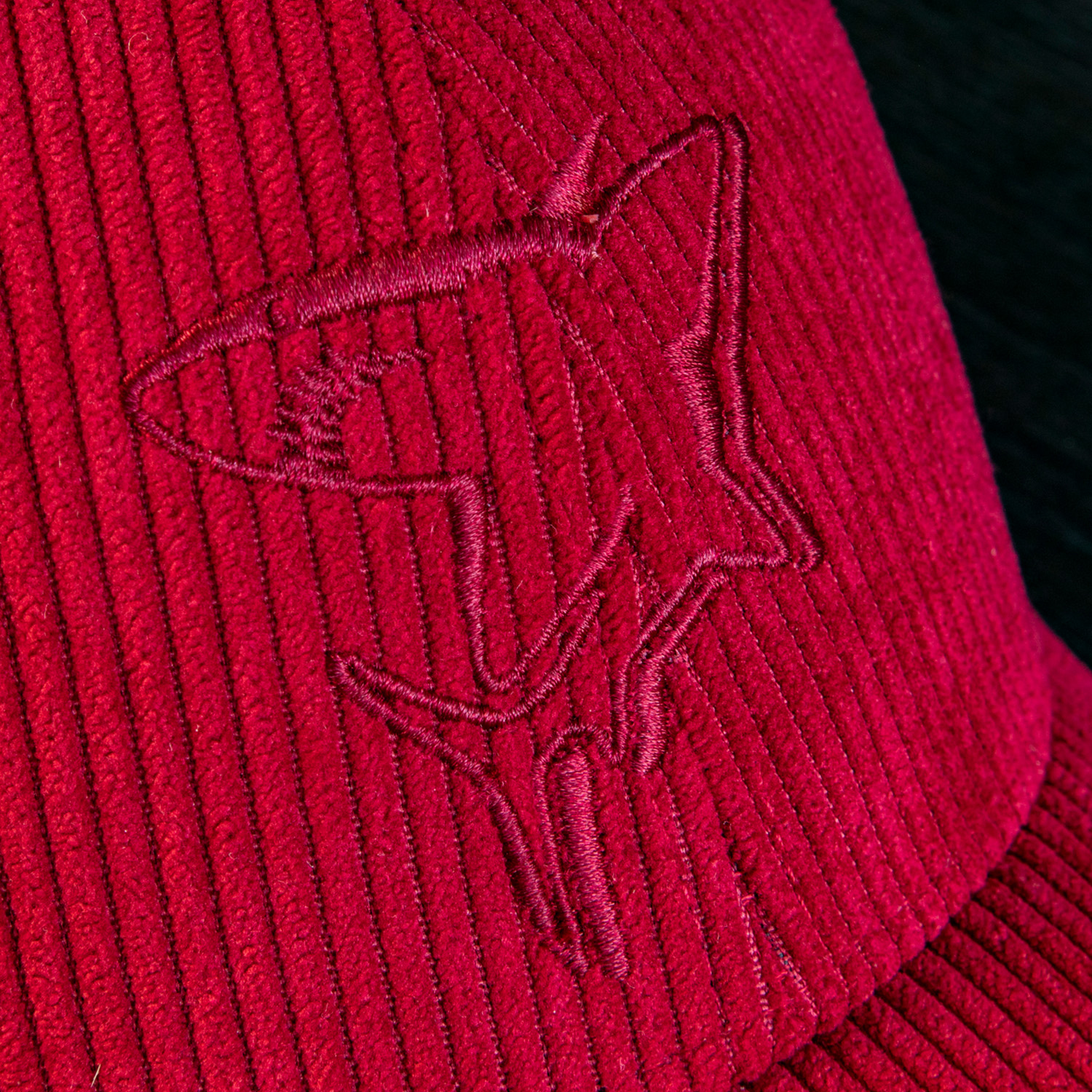 Corduroy, Rot, 帽子, gestickt, Stern