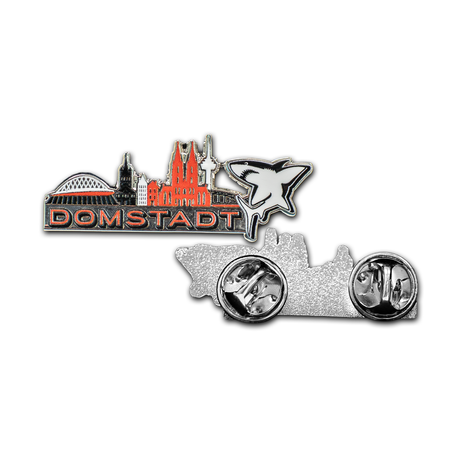 pin, cityscape, domstadt, silber, emailliert
