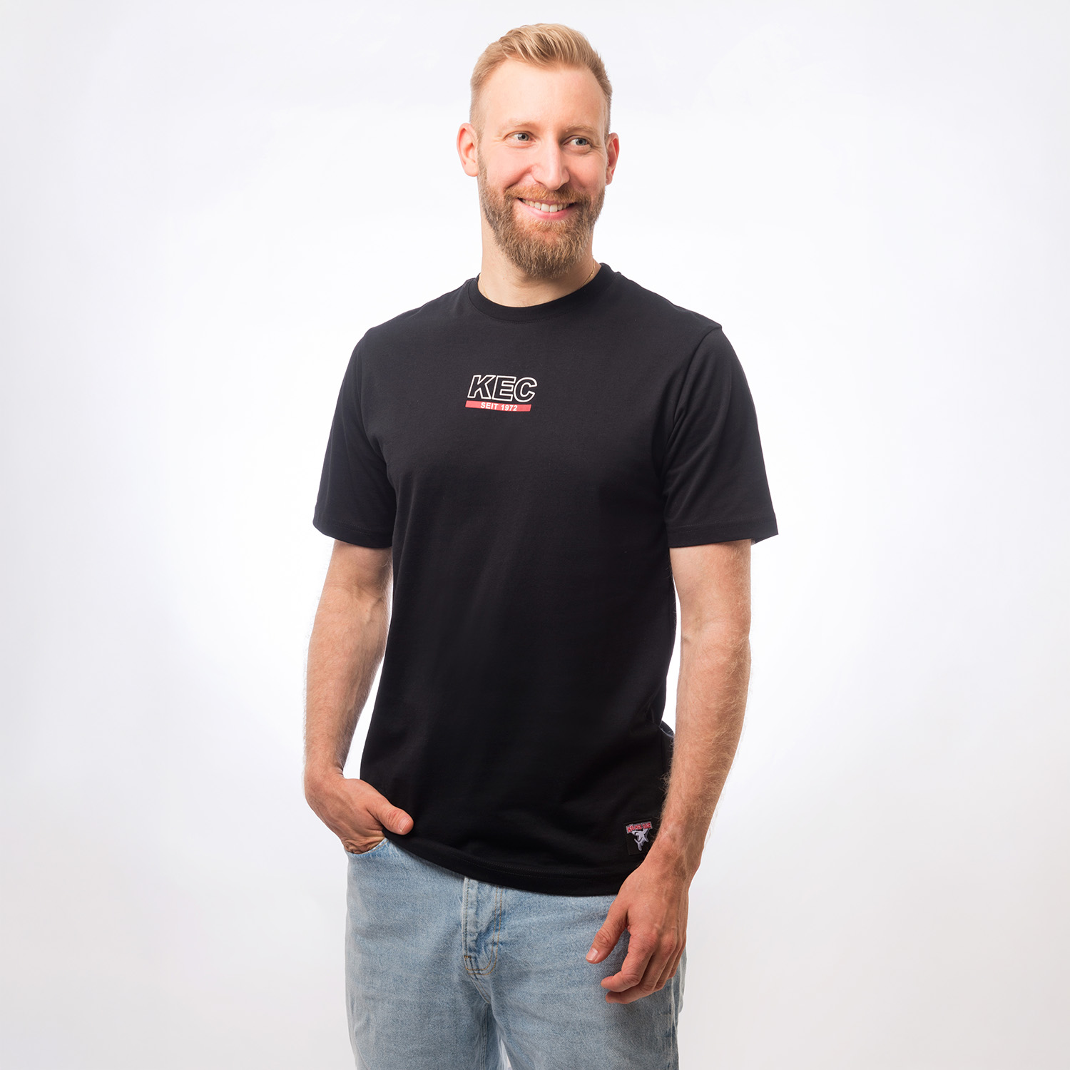 T-Shirt, Schwarzes Shirt, Kurzarm, Rundhalsausschnitt, Logo-Aufdruck