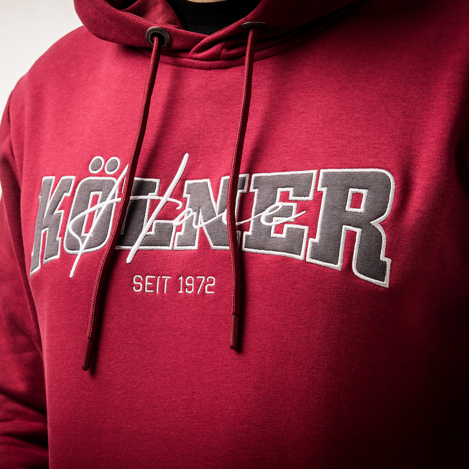 Hoodie, Kapuzenpullover, Burgundy, Gerippter Schriftzug, Sweatshirt