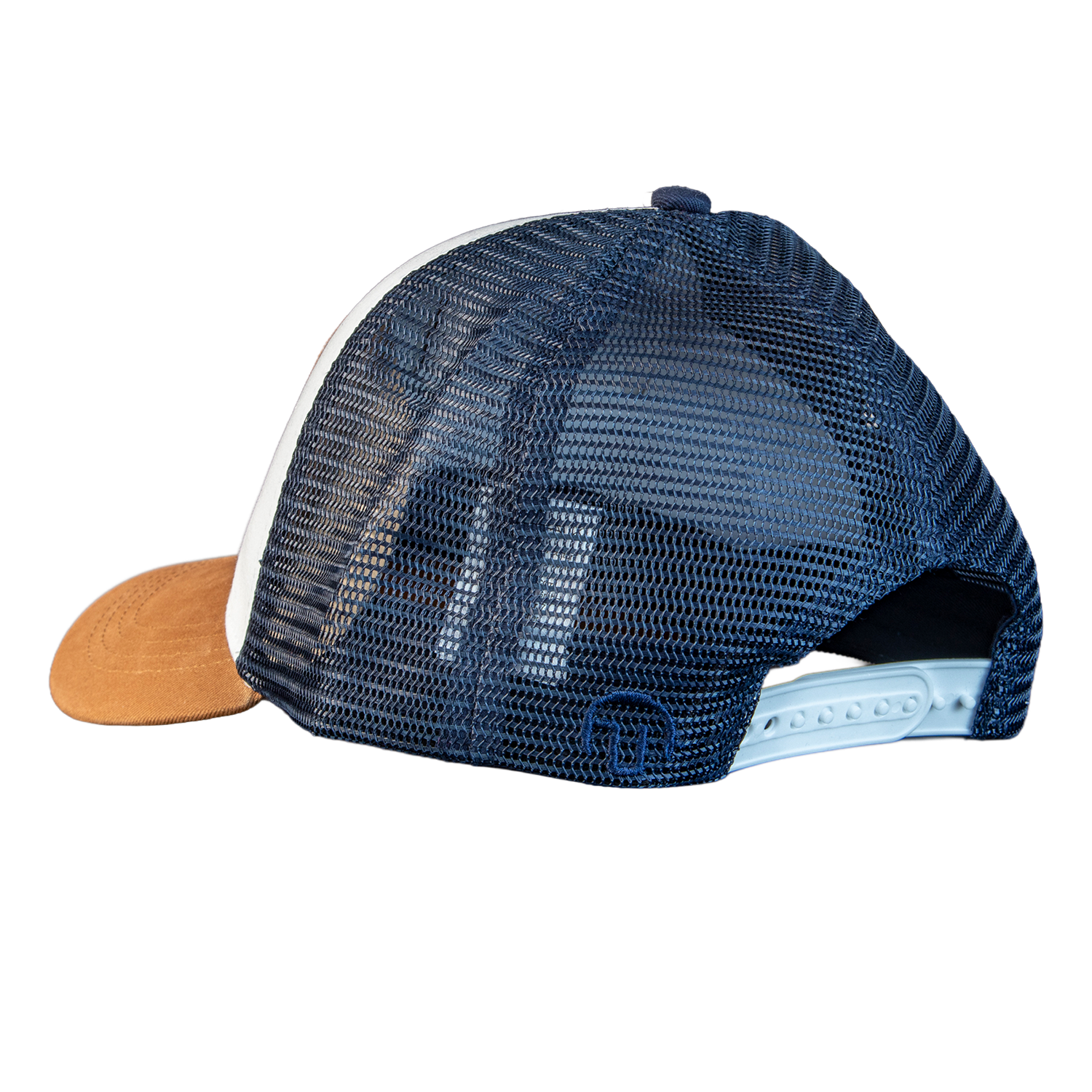 Baseballkappe, Mesh-Kappe, Blau, Braun-Brim, verstellbares-Rad
