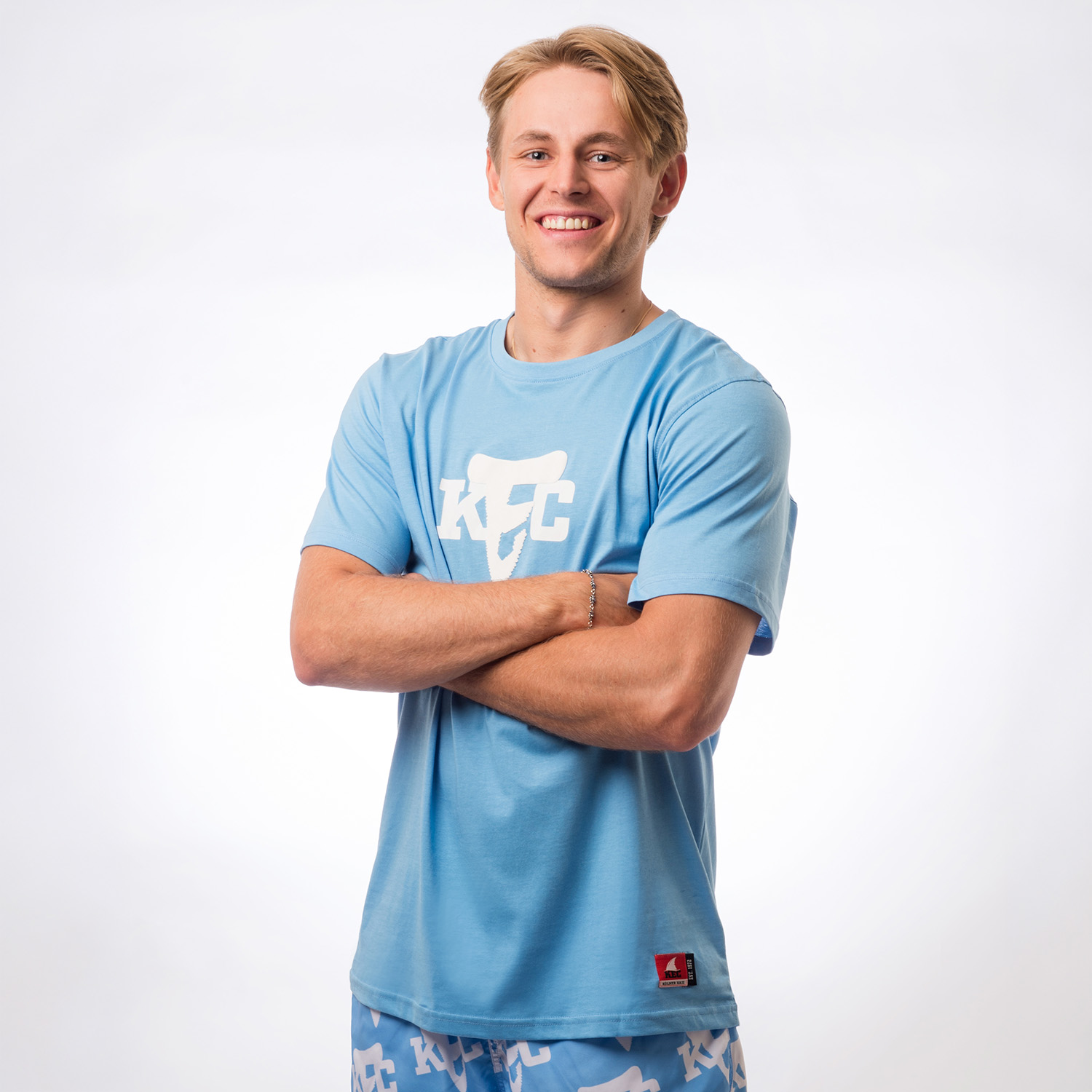 T-Shirt, Short Sleeve, Light Blue, Graphic Logo, Casual Wear