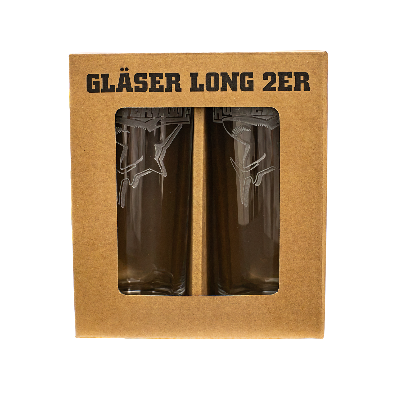 Gläser, Stangenform, Bronzefarben, Kartonverpackung, transparentes Glas