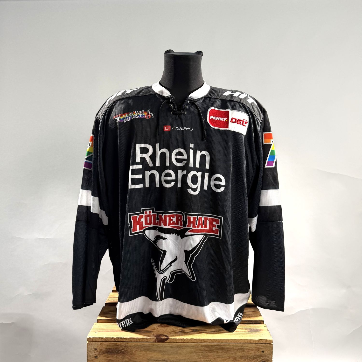 Hockeytrikot, Langarm, Schwarz, Teamlogo, Kölner Haie