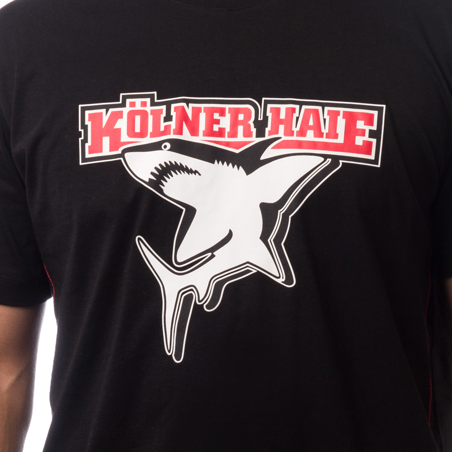 t-shirt, grafik, hai, schwarz, logo