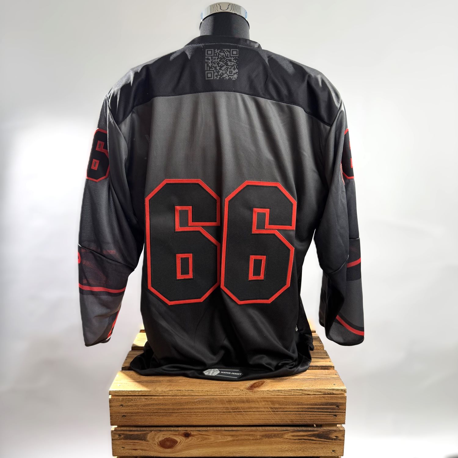Jersey, Schwarz, Grau, Rote Zahlen, Große Zahl 66
