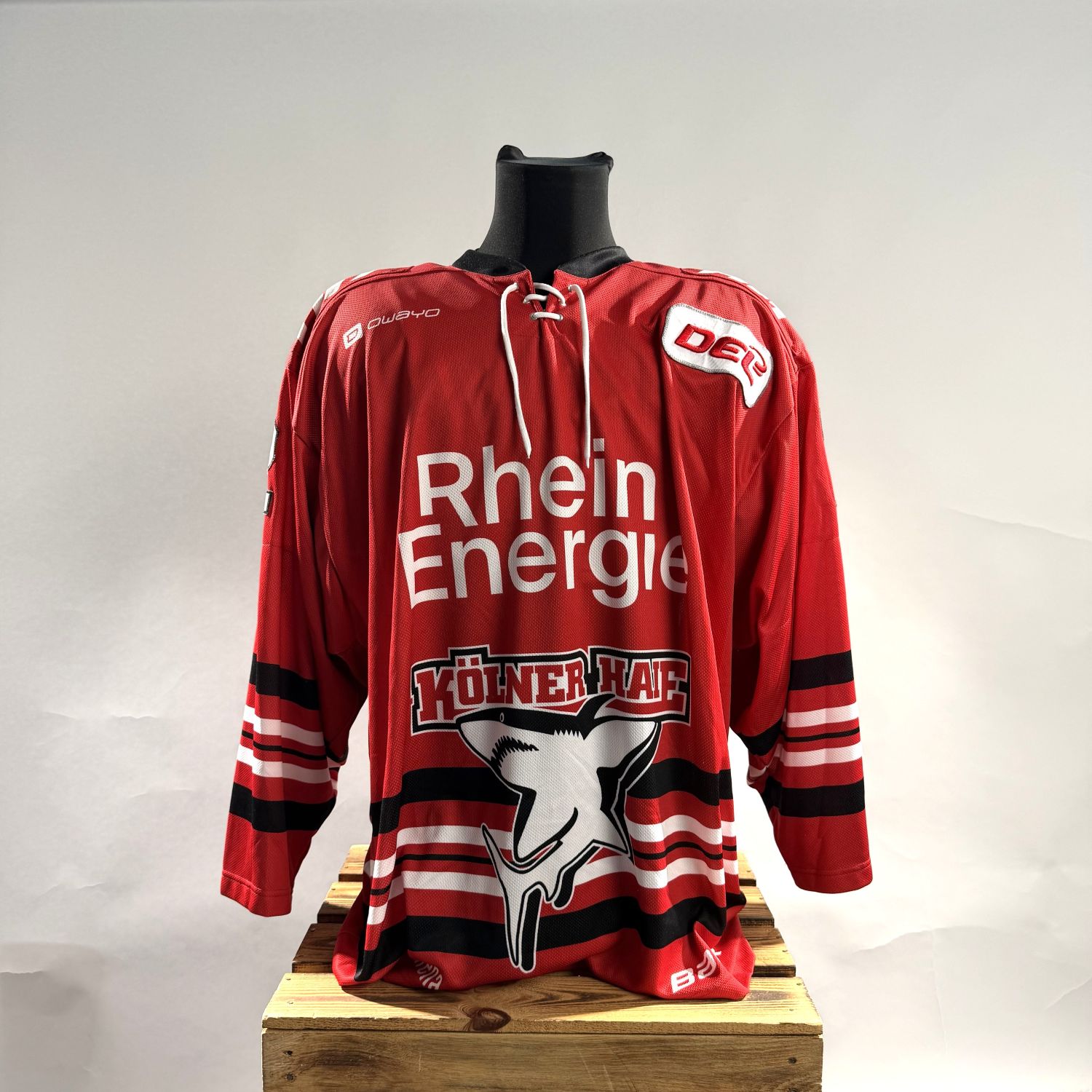 Hockey Jersey, Rote Jersey, Kölner Haie, Graphische Aufdrucke, Trikot mit Schnürung