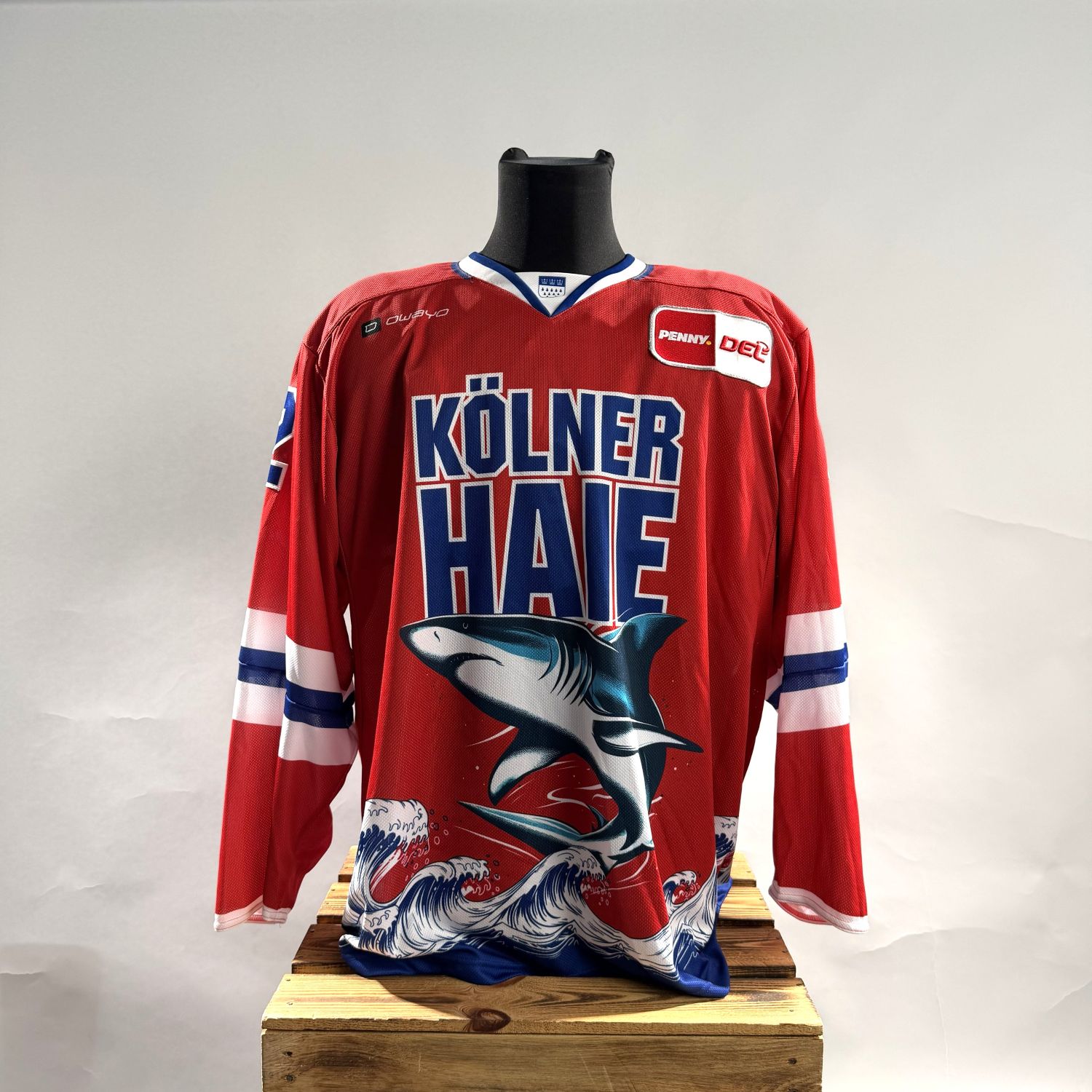 Hockey-Jersey, Rotes Trikot, Shark-Print, Long-Sleeve, Ausrüstung