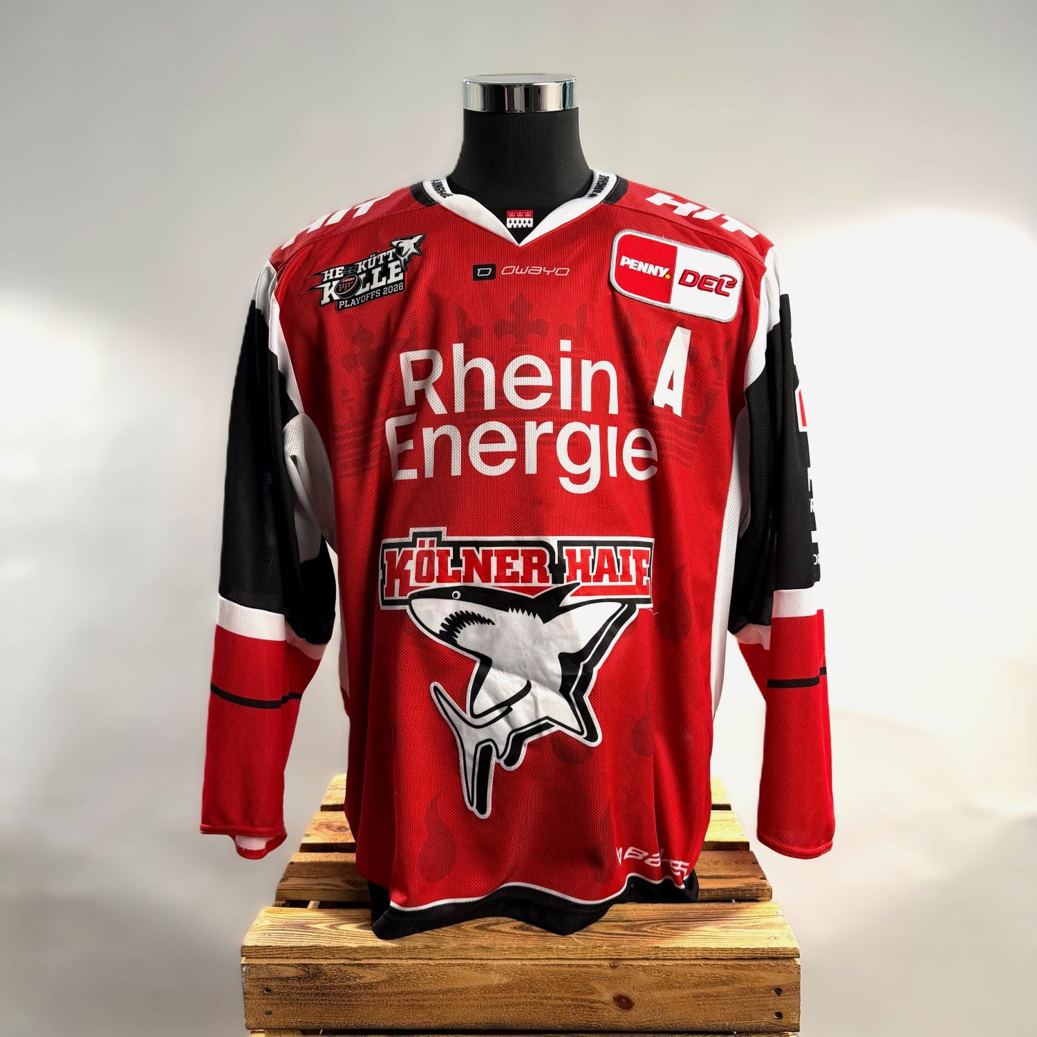 Hockey Jersey, Rotes Trikot, Langarm, Team-Logo, Kölner Haie