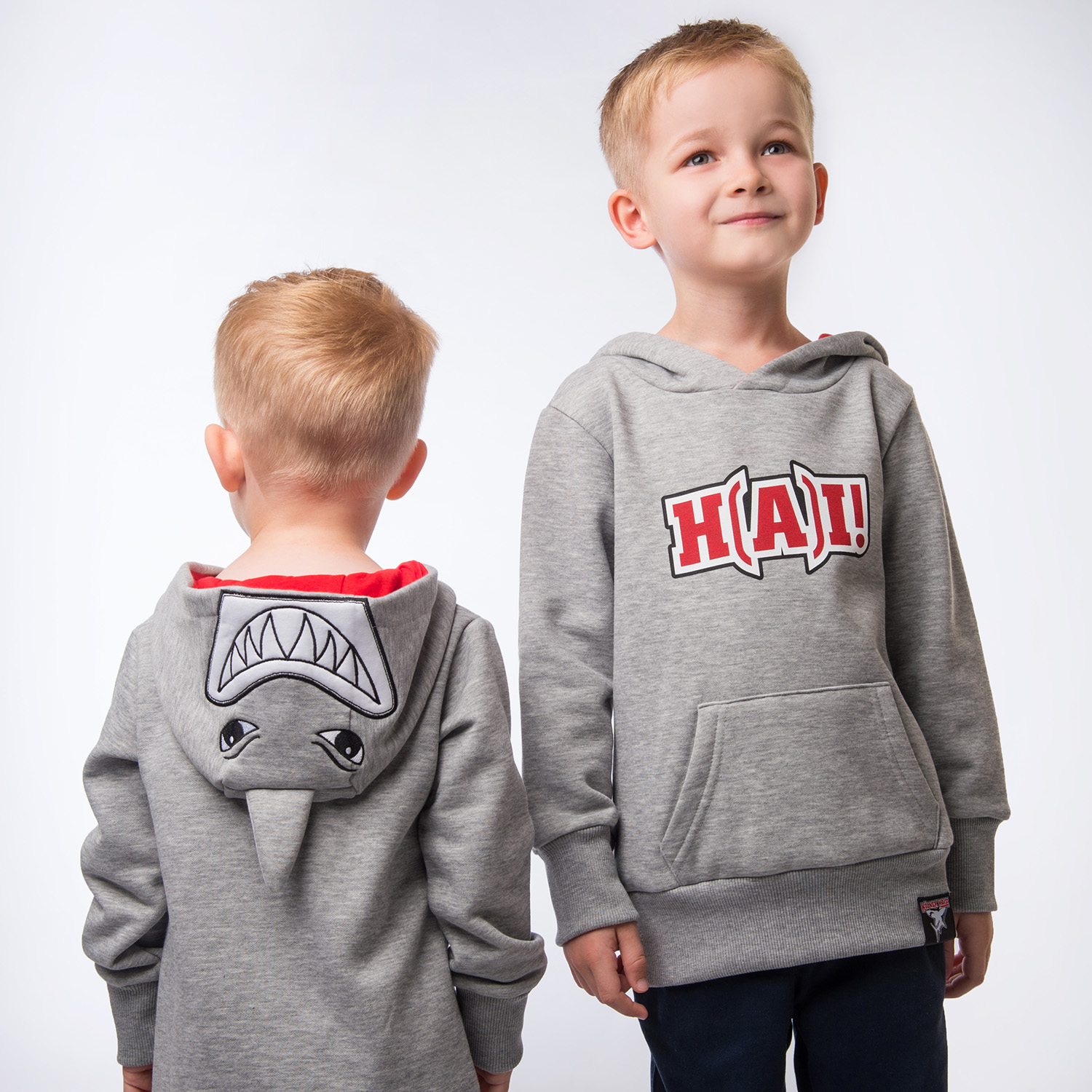 Hoodie, Kinder, Grau, Vorne Tasche, Bedruckt