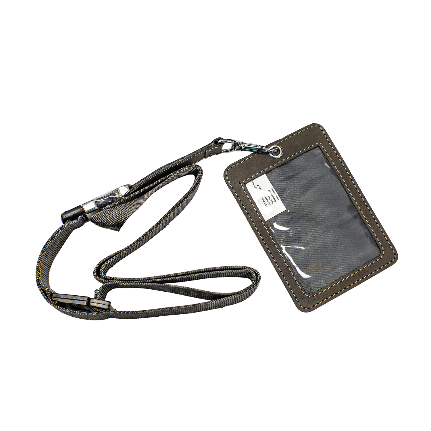 ID-Karte, Lanyard, Kartenhalter, Transparentes Fenster, Leder, braun