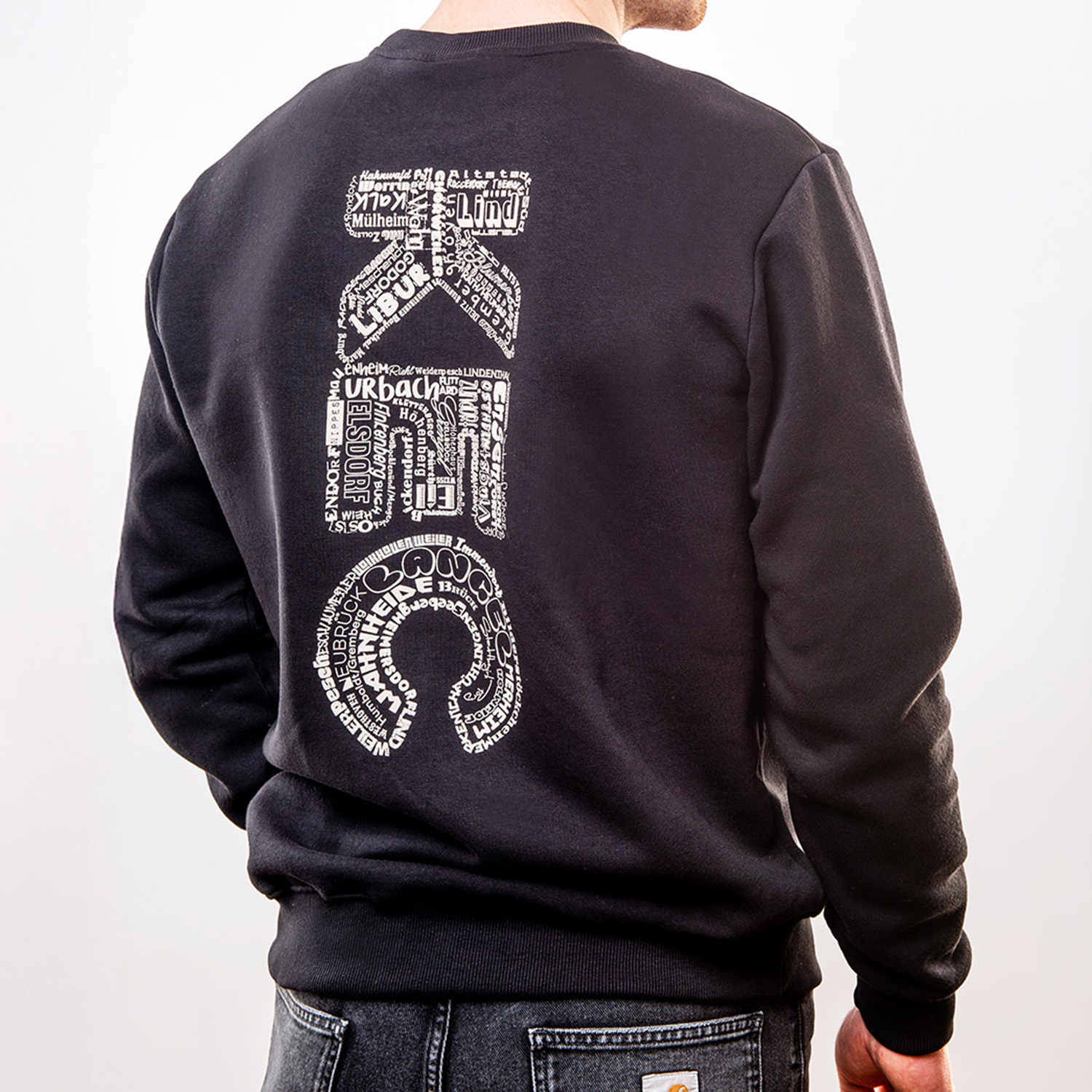 Sweatshirt, Rücken, Grafik, Langarm, Schwarz