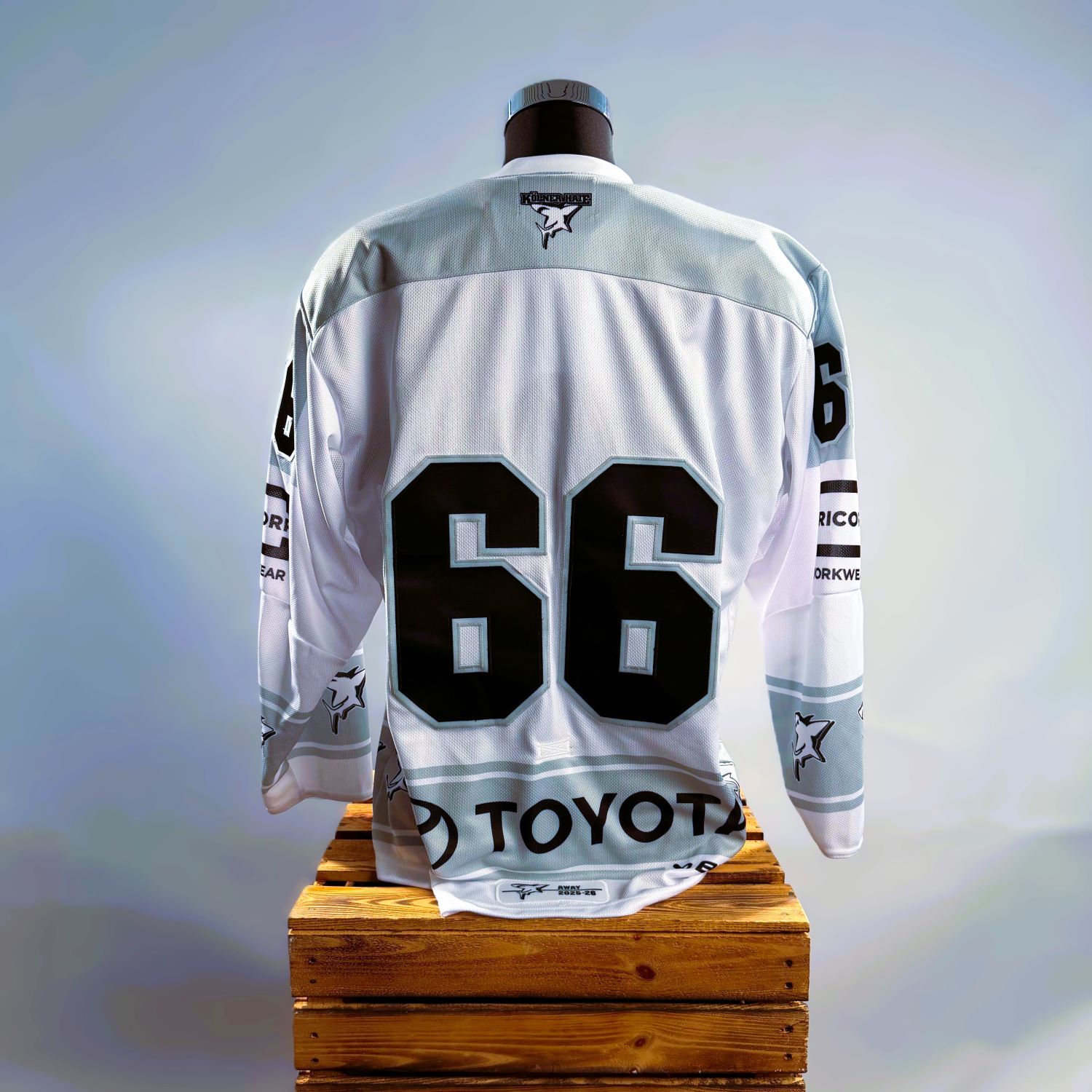 Hockey Jersey, Sports Jersey, White Jersey, Back Number 66, Toyota branding