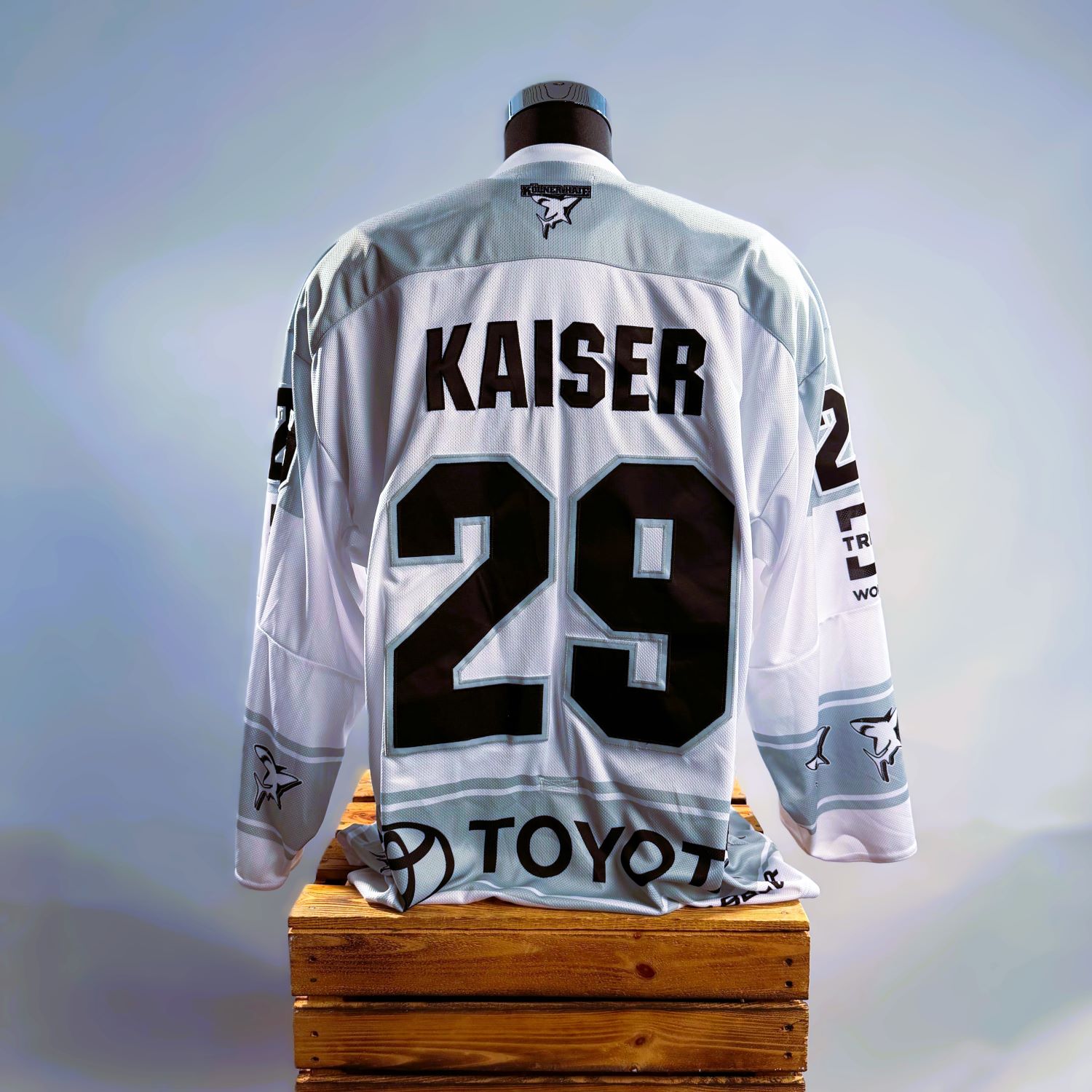Hockey-Jersey, Longsleeve, Zahl 29, Logo-Tap, Weiß-hellgrau