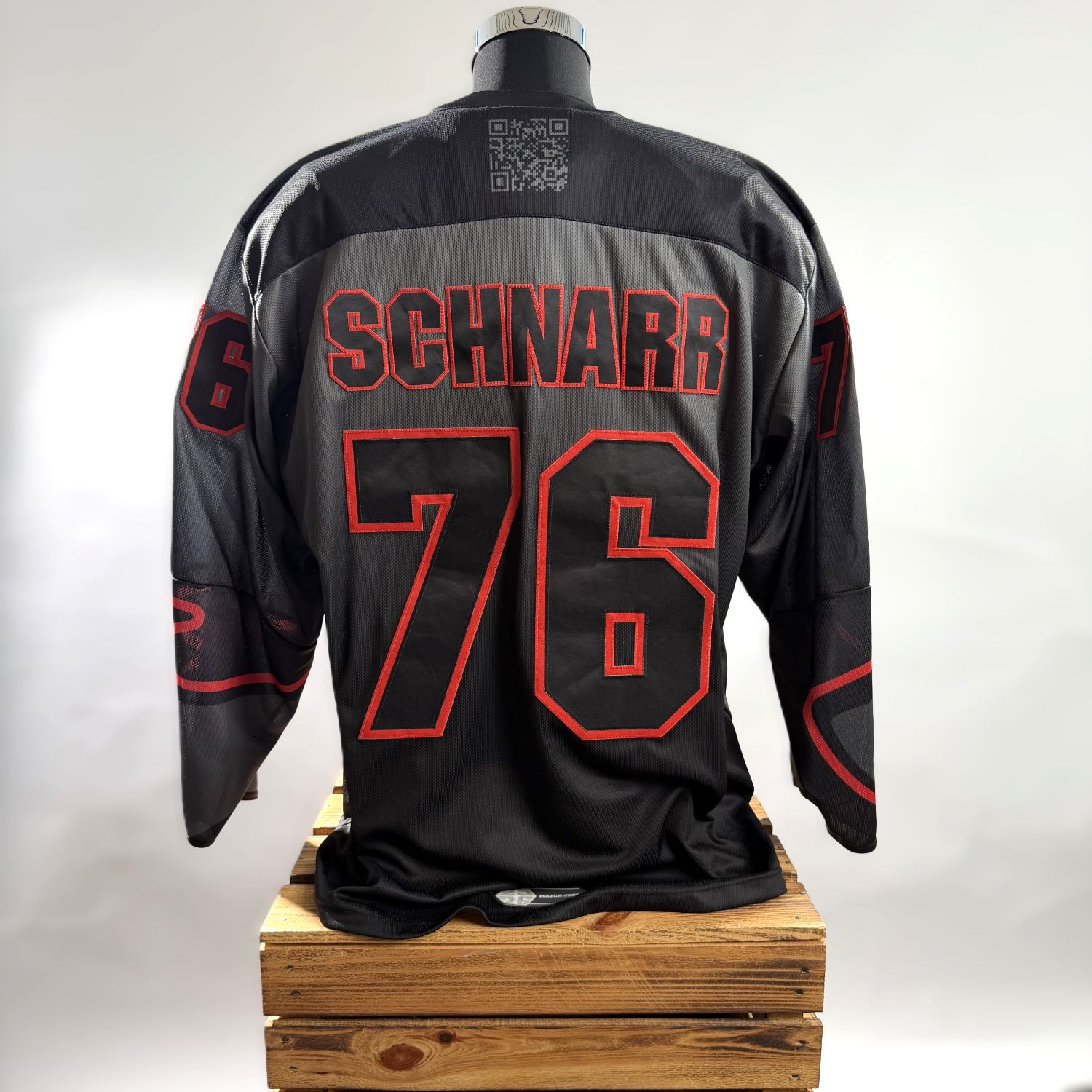 Jersey, Motorrad-Jersey, Nummer 76, Schwarz, Roter Rand