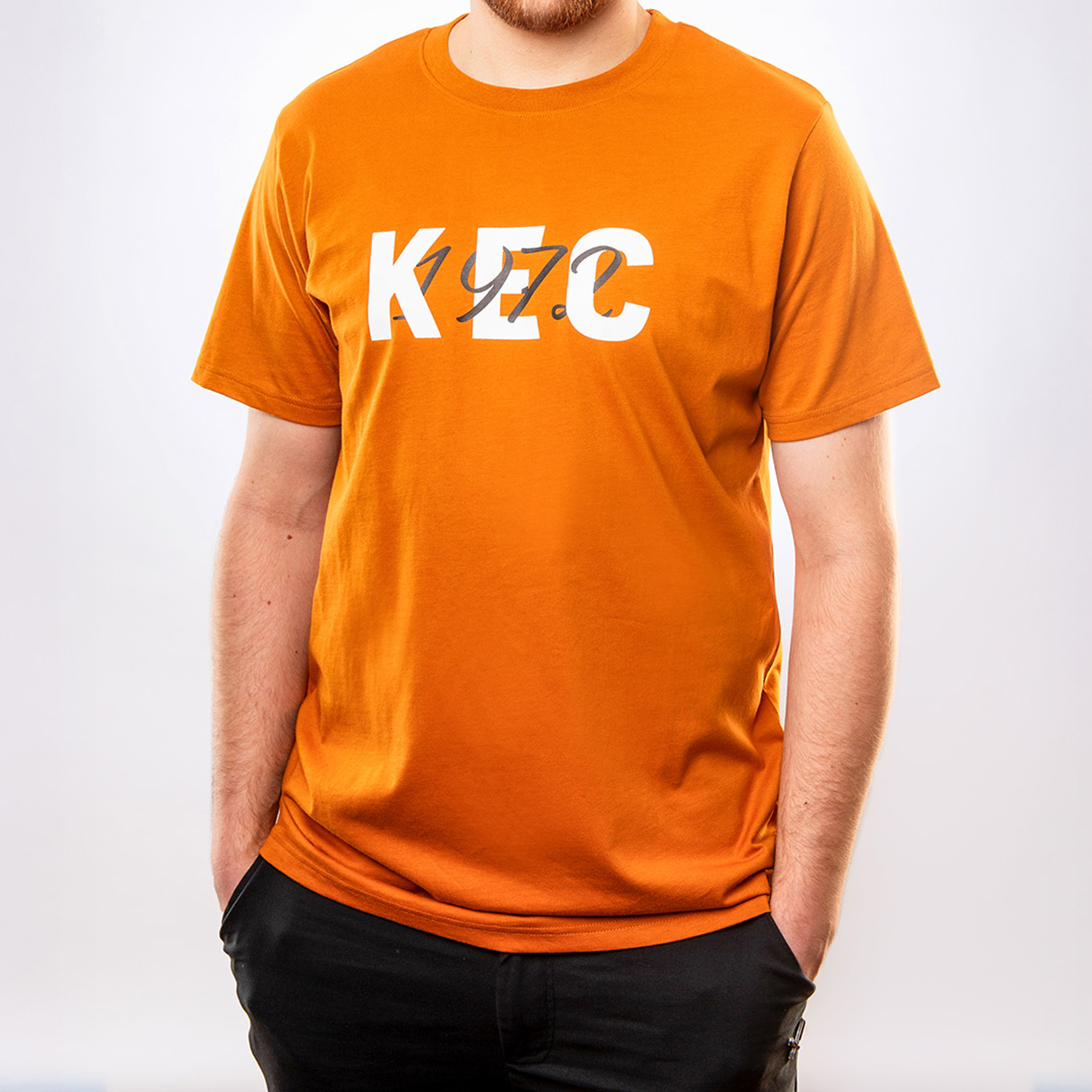 T-Shirt, Orange, Rundhalsausschnitt, Kurzarm, Grafiktext